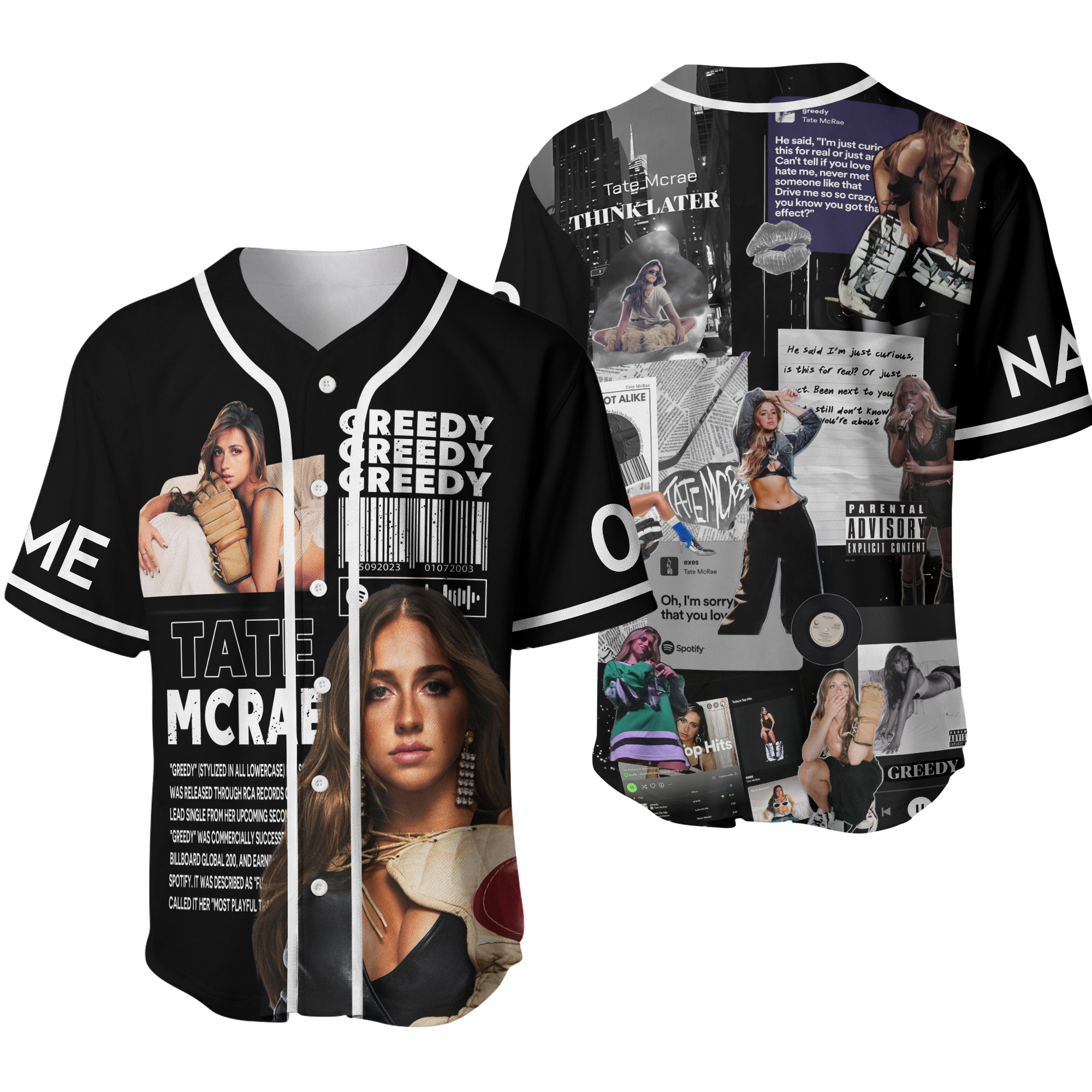 Custom Tate Mcrae Baseball Jersey, Gifts For Fan