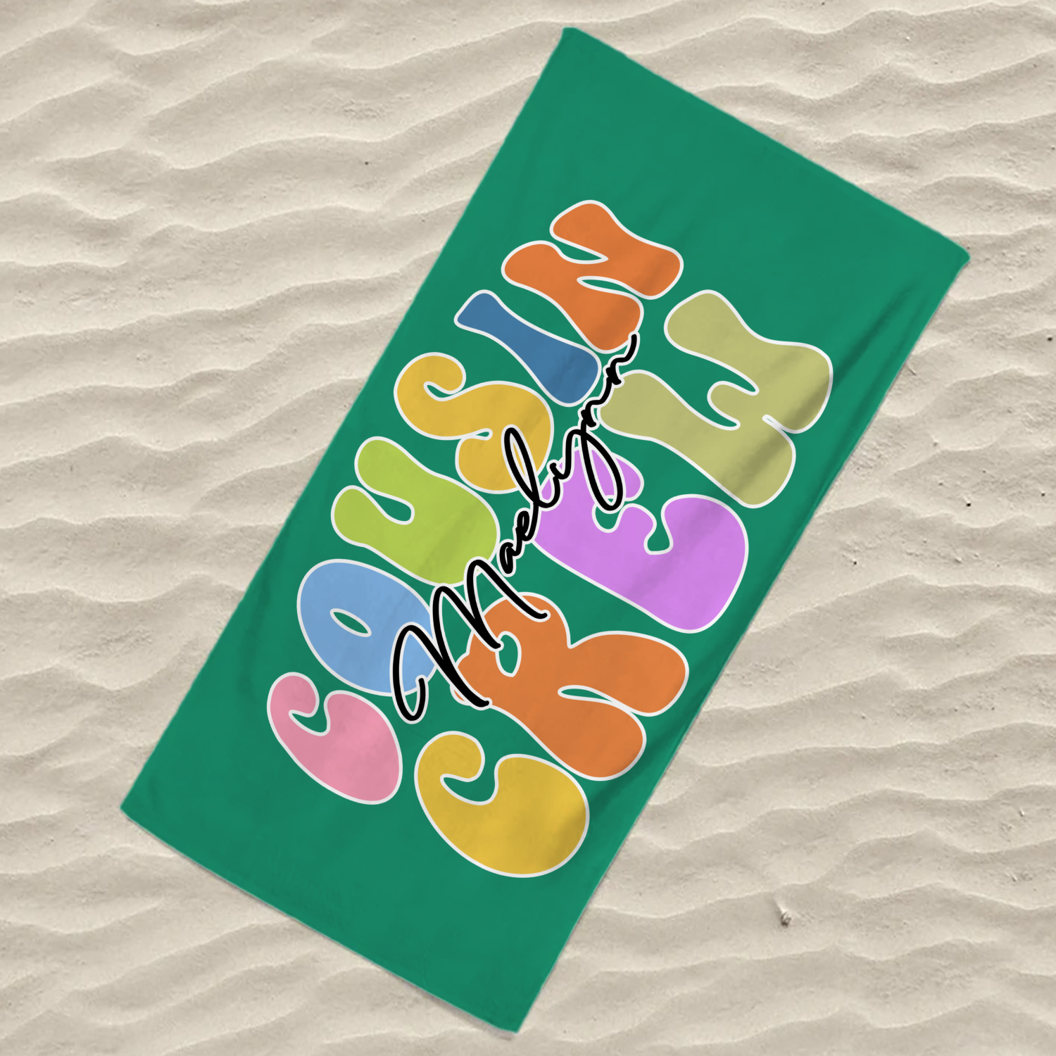 Personalized Groovy Cousin Crew Beach Towel