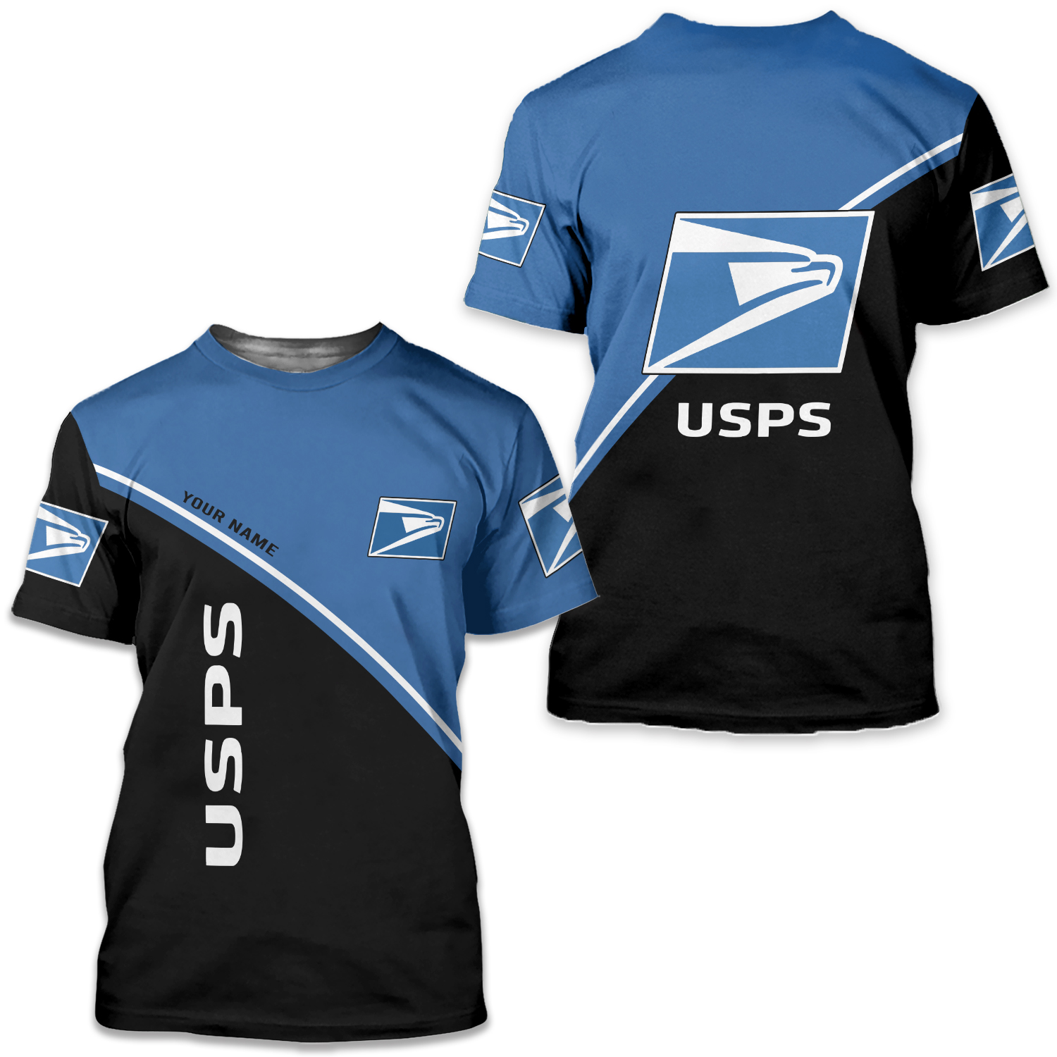 Personalized Name Postal Service Black Blue 3d T-shirt Size S-5xl