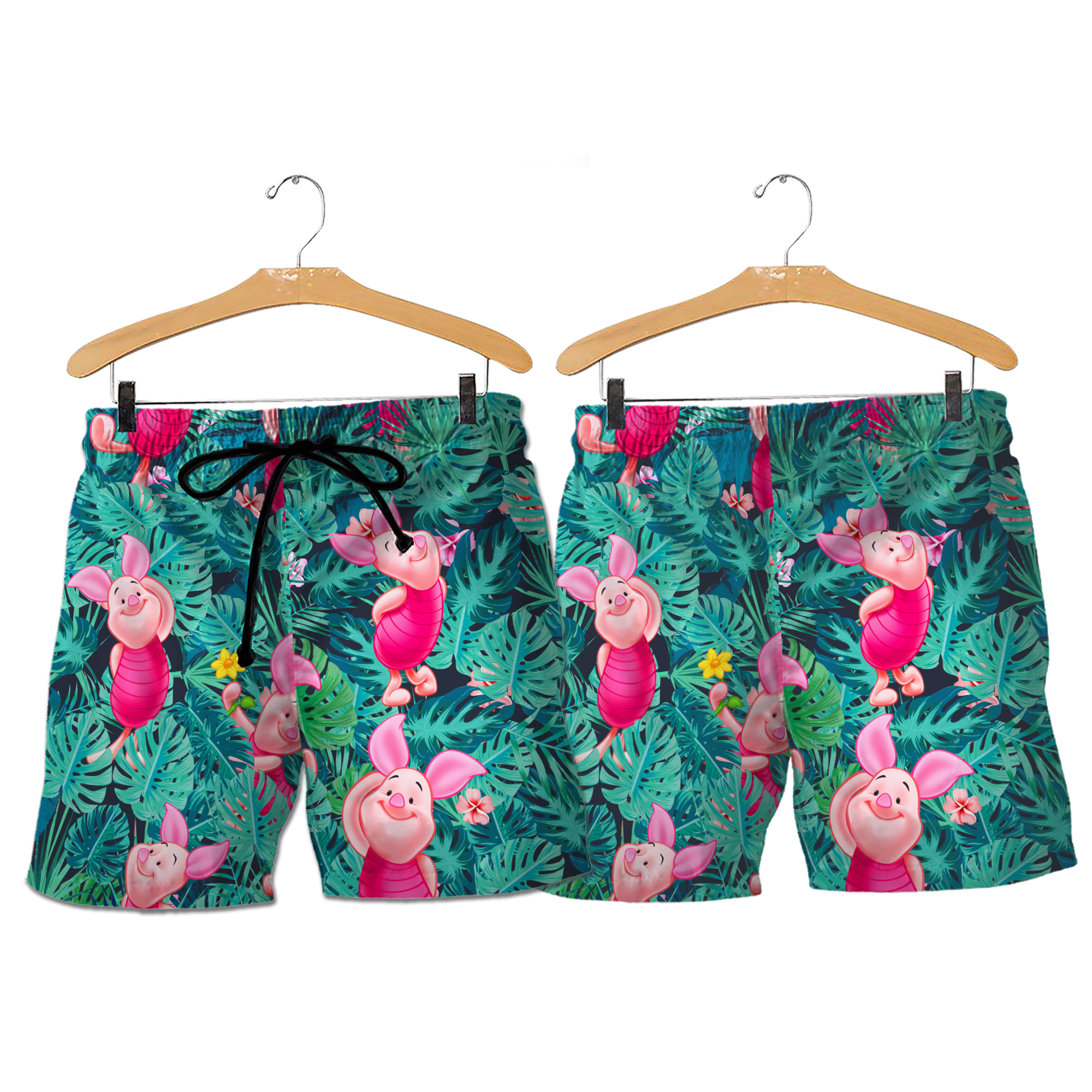 Pig Floral Hawaii Beach Shirt, Cute Pig Button Up Shirt Holiday, Bear Movie Hawaiian Shirt