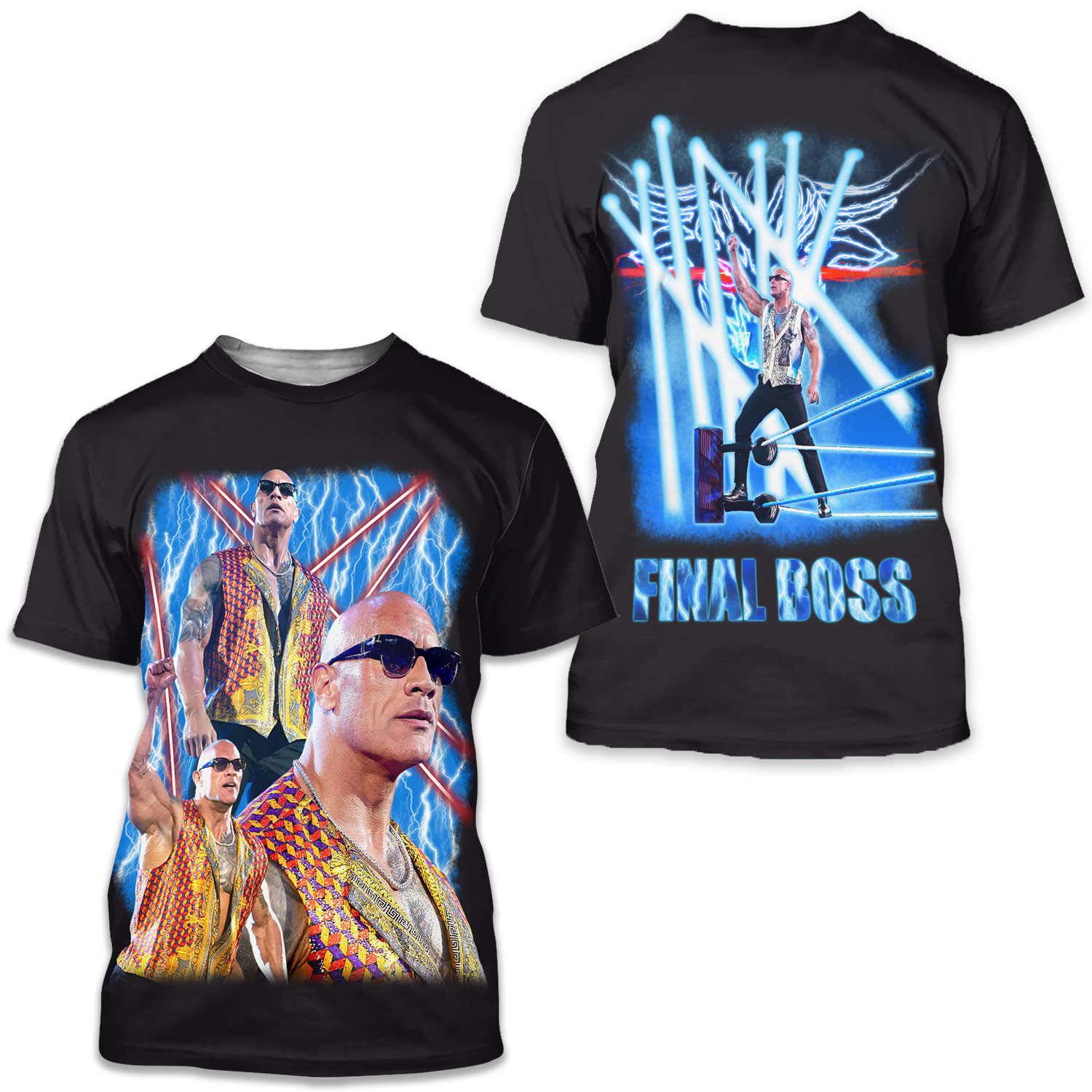 The Rock Ripp Junc Final Boss Collage T-shirt  Wrestling Entertainment