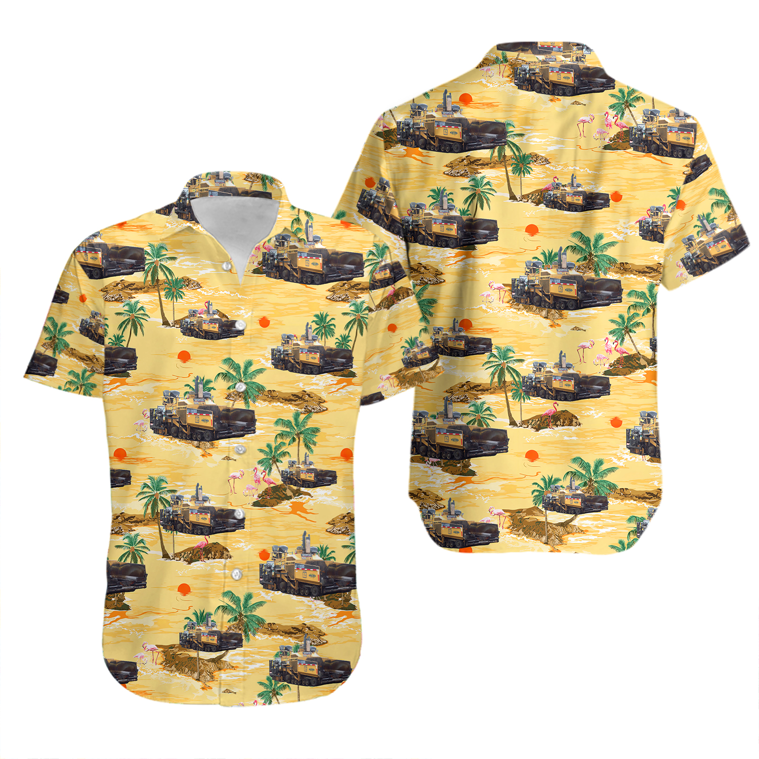 Road Construction Machine Cat Ap-1055d Asphalt Paver Hawaiian Shirt