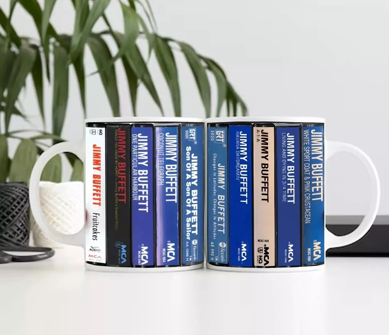 Jimmy Buffett Albums Cassette Retro Collection Accent Mug Rock Coffee Cup Gift