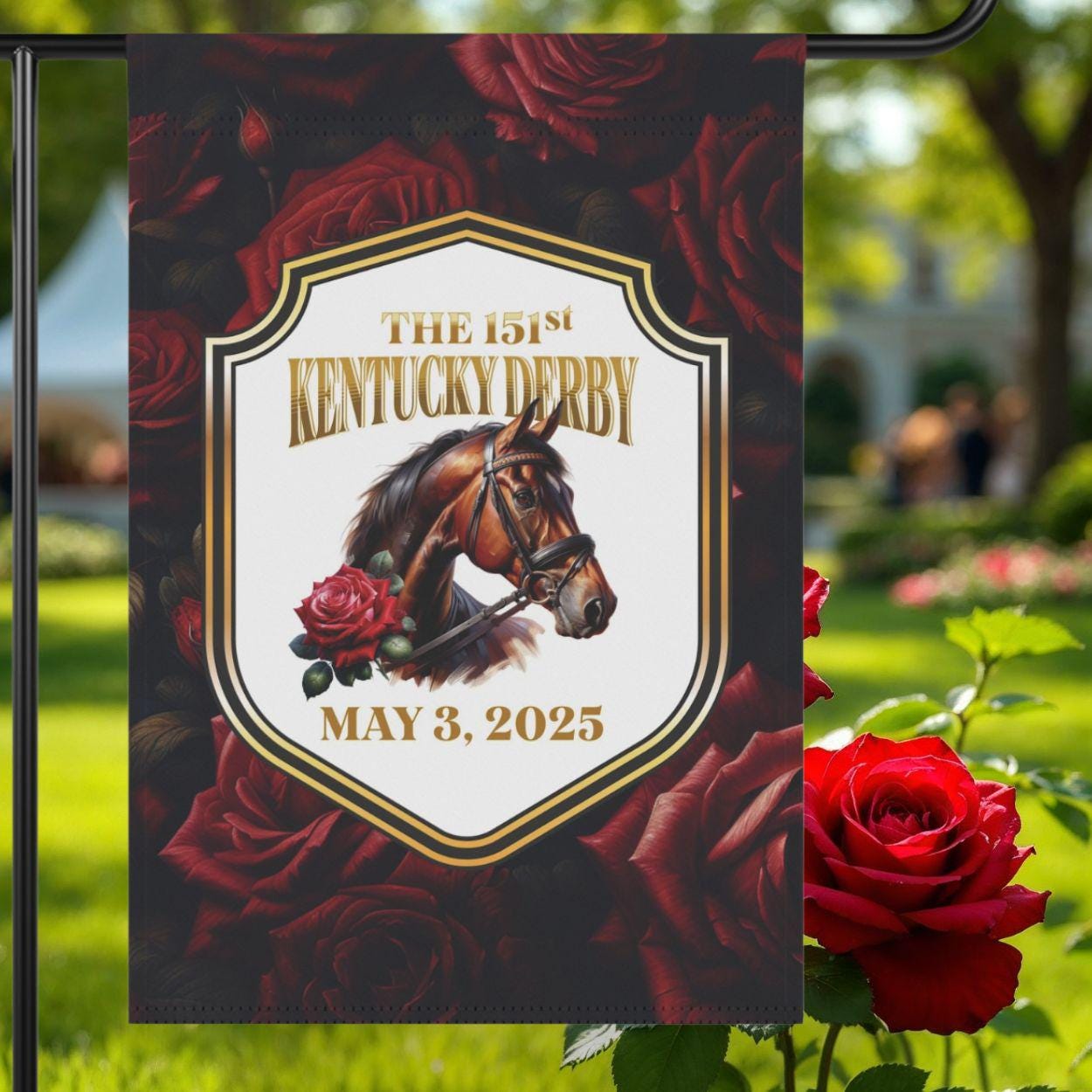Kentucky Derby 151 Garden Flag, 2025 Horse Racing Decor, Gift For Race Horse Fan