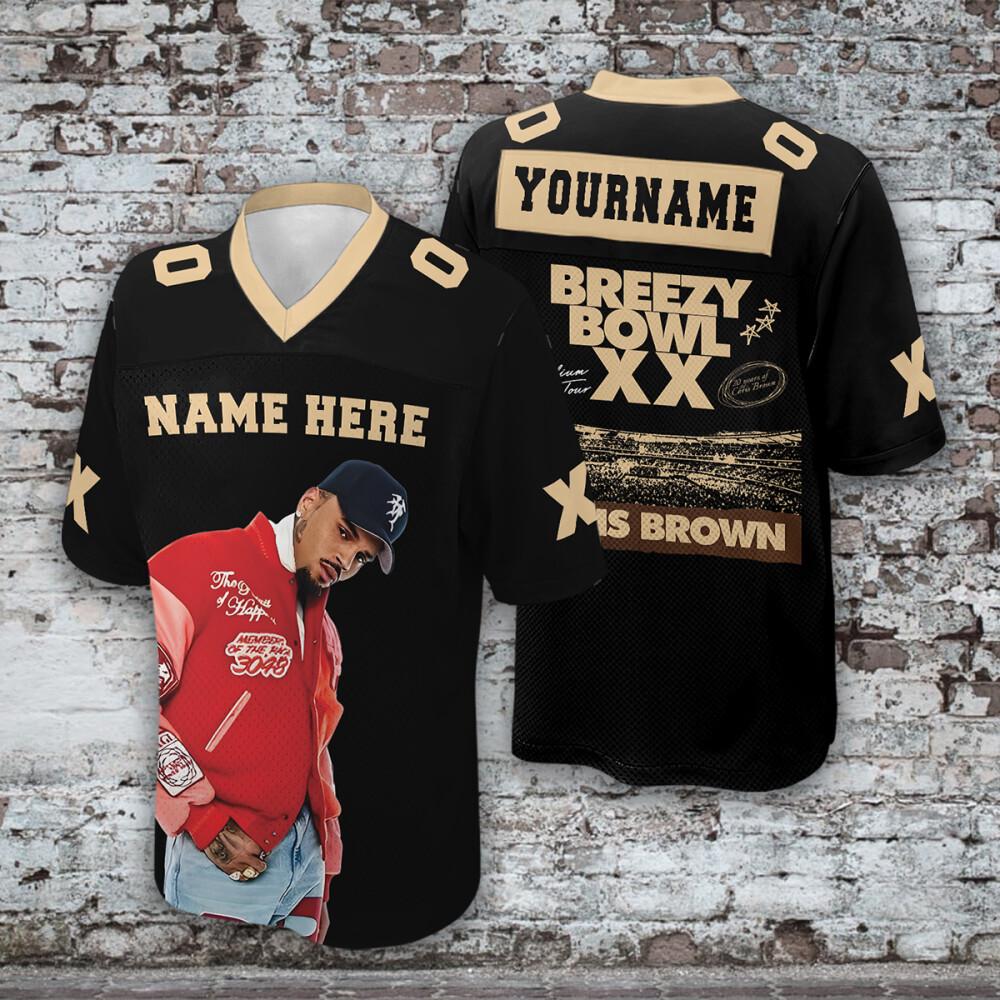 Custom Chris Brown Football Jersey, Breezy 11:11 Tour 2025 Football Jersey