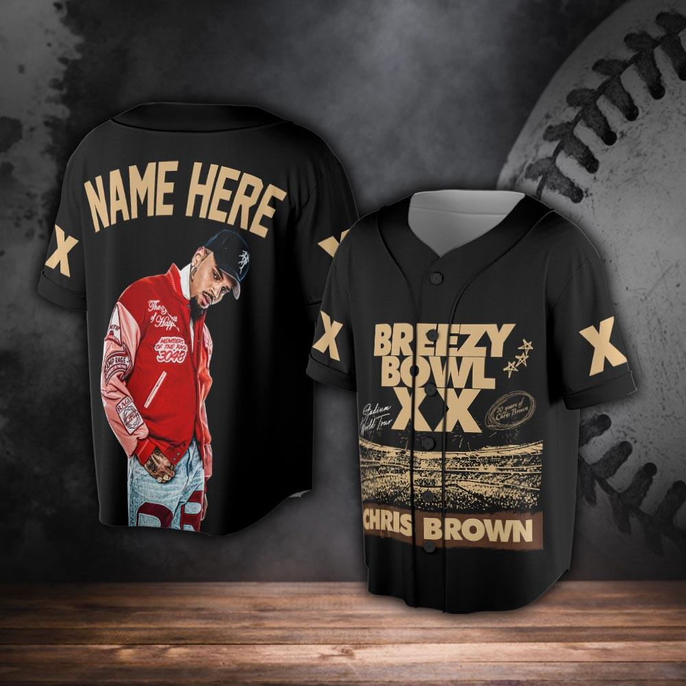 Chris Breezy Tour 2025 Baseball Jersey, Bowl Xx Concert 2025 Fan Gift Jersey