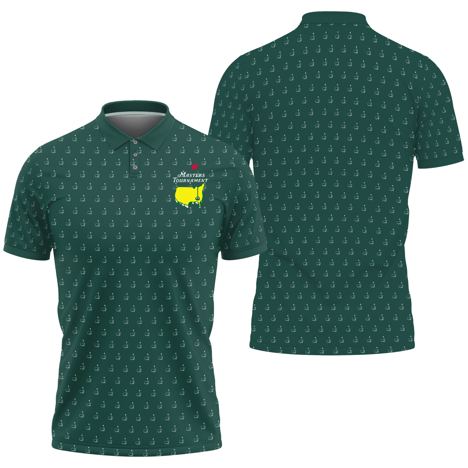 Masters Tournament Golf Polo Shirt Pattern Cup Dark Green Polo Shirt For Men
