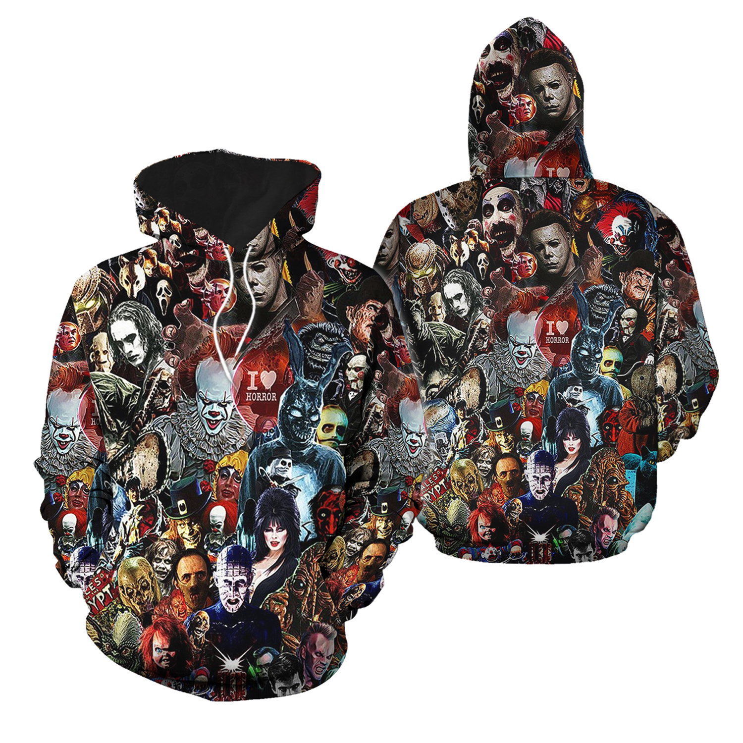 Horror 3d Printed Hoodie Joggers Sets, Gifts For Horror Movie Fan