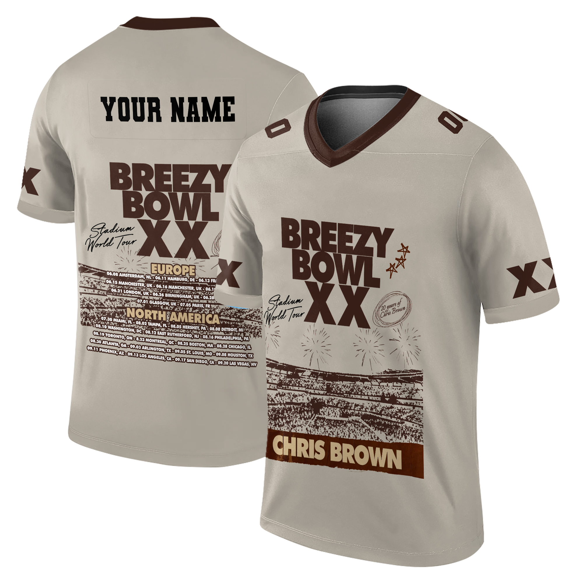 Custom Name Chris Brown Breezy Tour 2025 Black Football Jersey