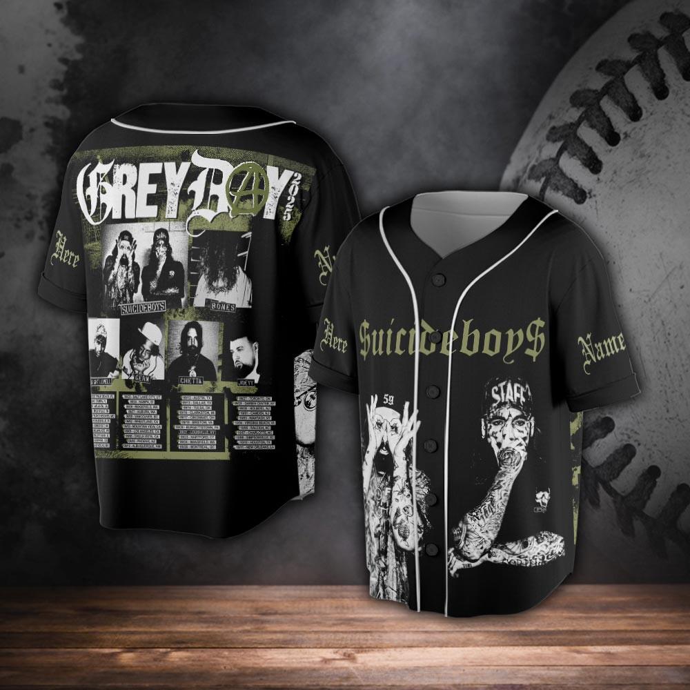 Custom Suicideboy Tour Baseball Jersey, G59 Grey Day Tour 2025 Shirt