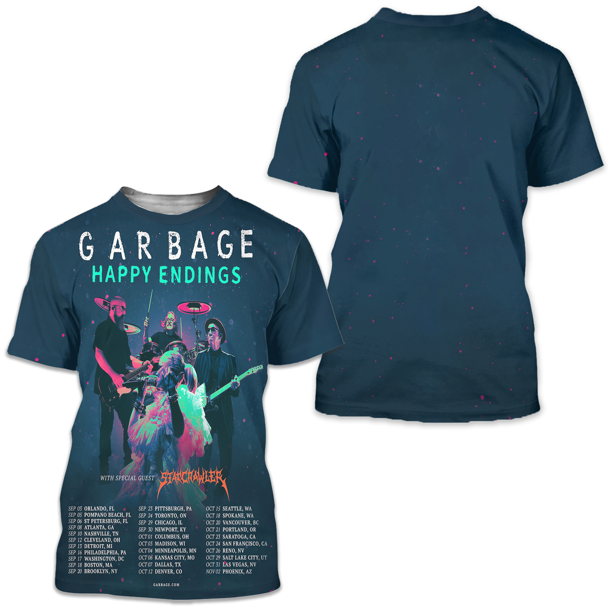 Garbage Happy Endings North American And Canadian Tour 2025 Dates List 3d T Shir