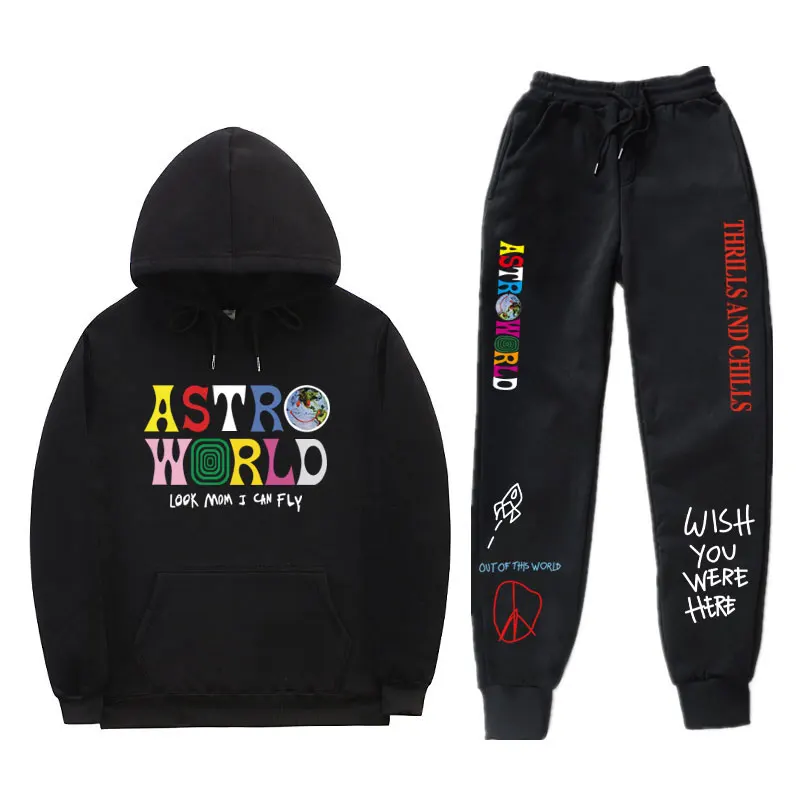 Cactus Jack Brand Astroworld Hoodies Sets Streetwear Hoody And Pants