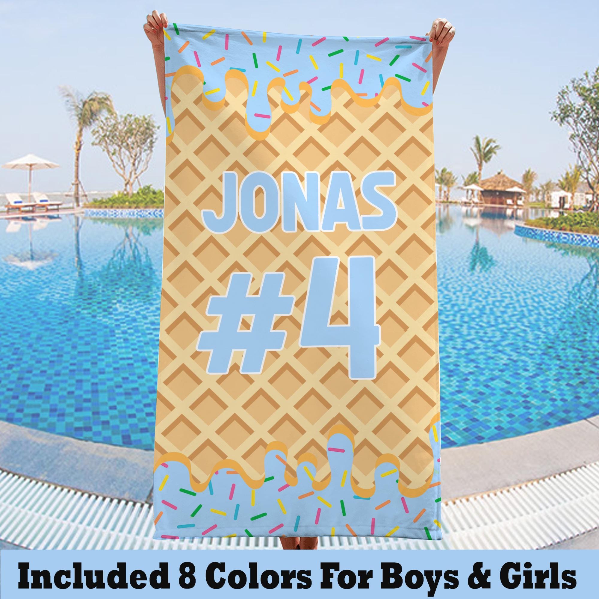 Personalized Ice Cream Drip Baseball Beach Towel, Drip Beach Towel, Pool Towel