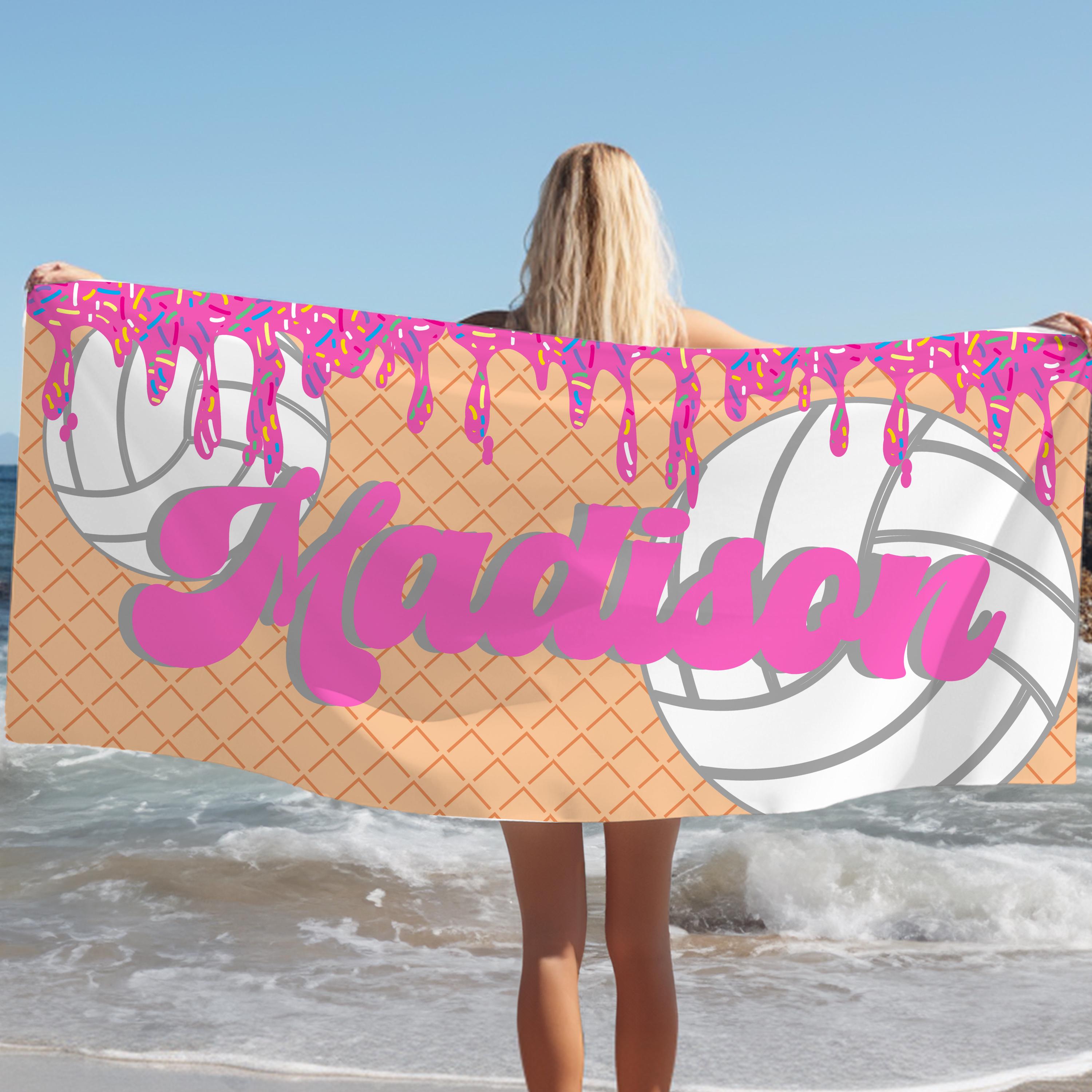 Volleyball Beach Towel, Ice Cream Drip Design, Team Gift, Player Gift, Summer Towel