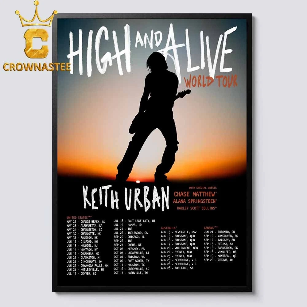 New Keith Urban High And Alive 2025 Tour Dates Home Decor Poster