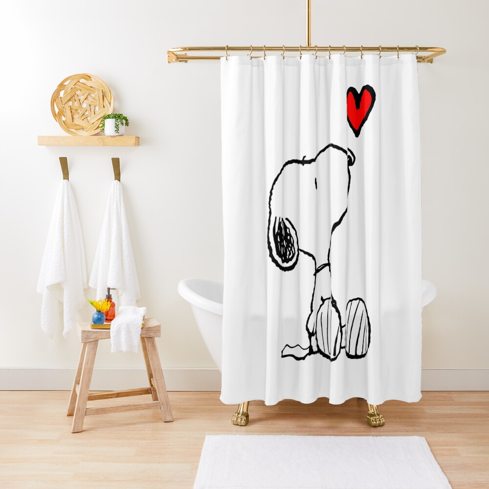 Green Flower Summer Snoopy Shower Curtain, Bathroom Decor