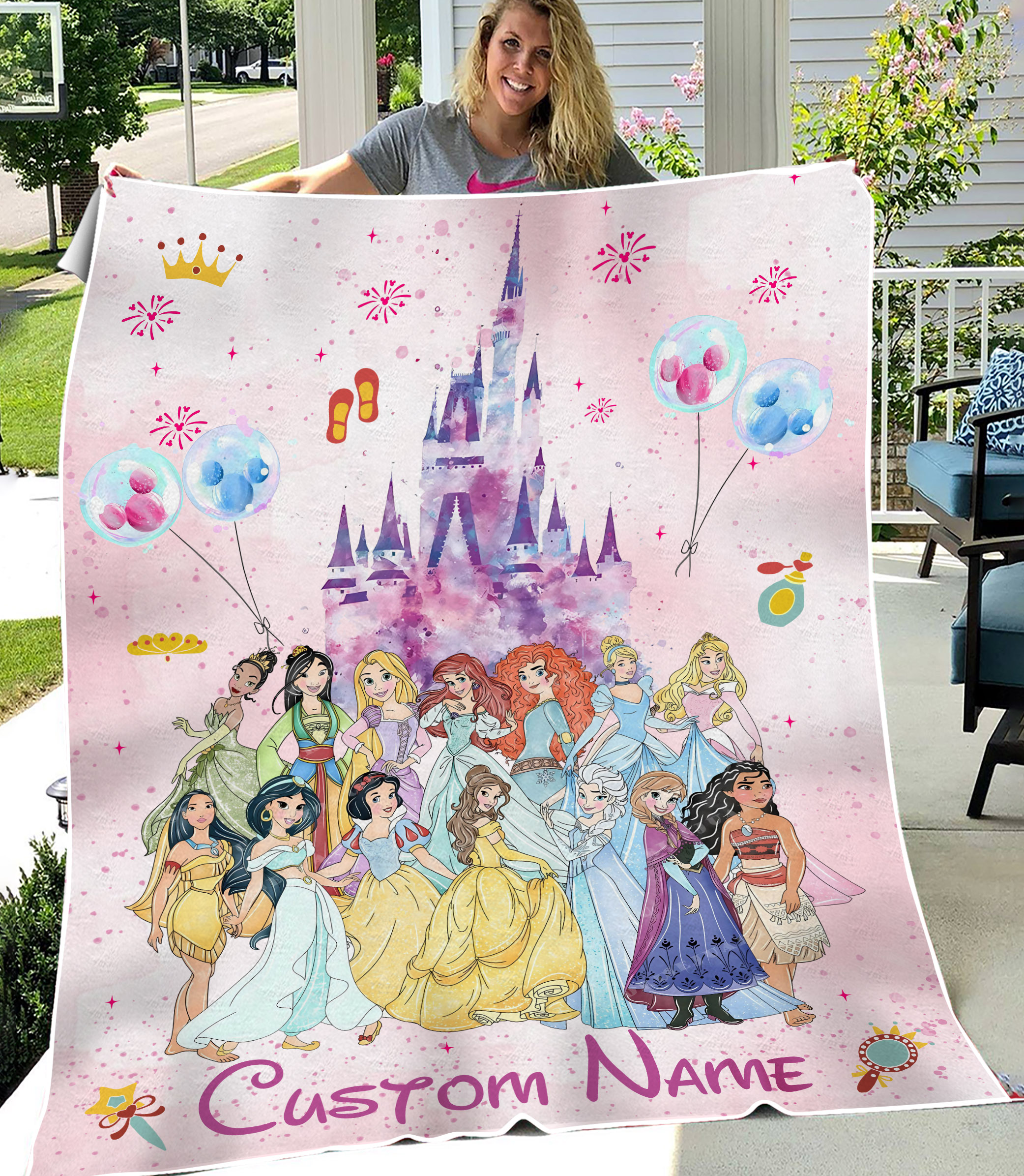 Personalized Disneyyy Princess Blanket, Custom Name Baby Blanket, Disneyyy Princess