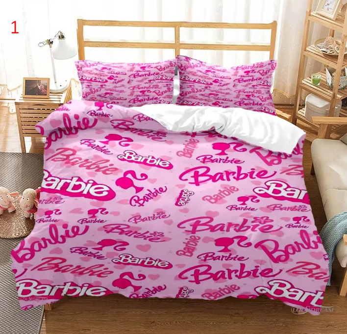 Barbie Cartoon Anime Cute All Season Duvet Cover Comforter Bedding Set