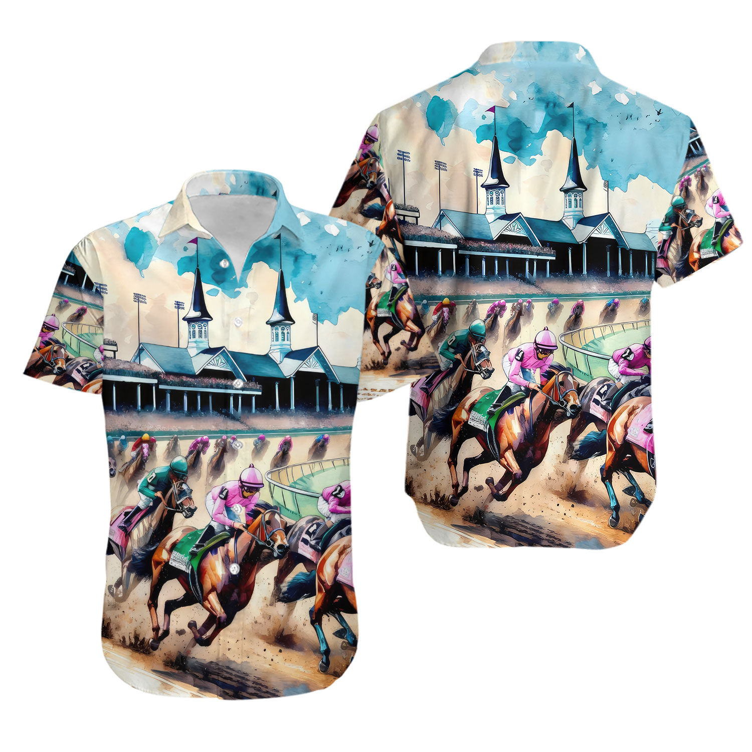 Kentucky Derby Hawaiian Shirt  Horse Racing Button Down Shirt  Derby Day Shirt