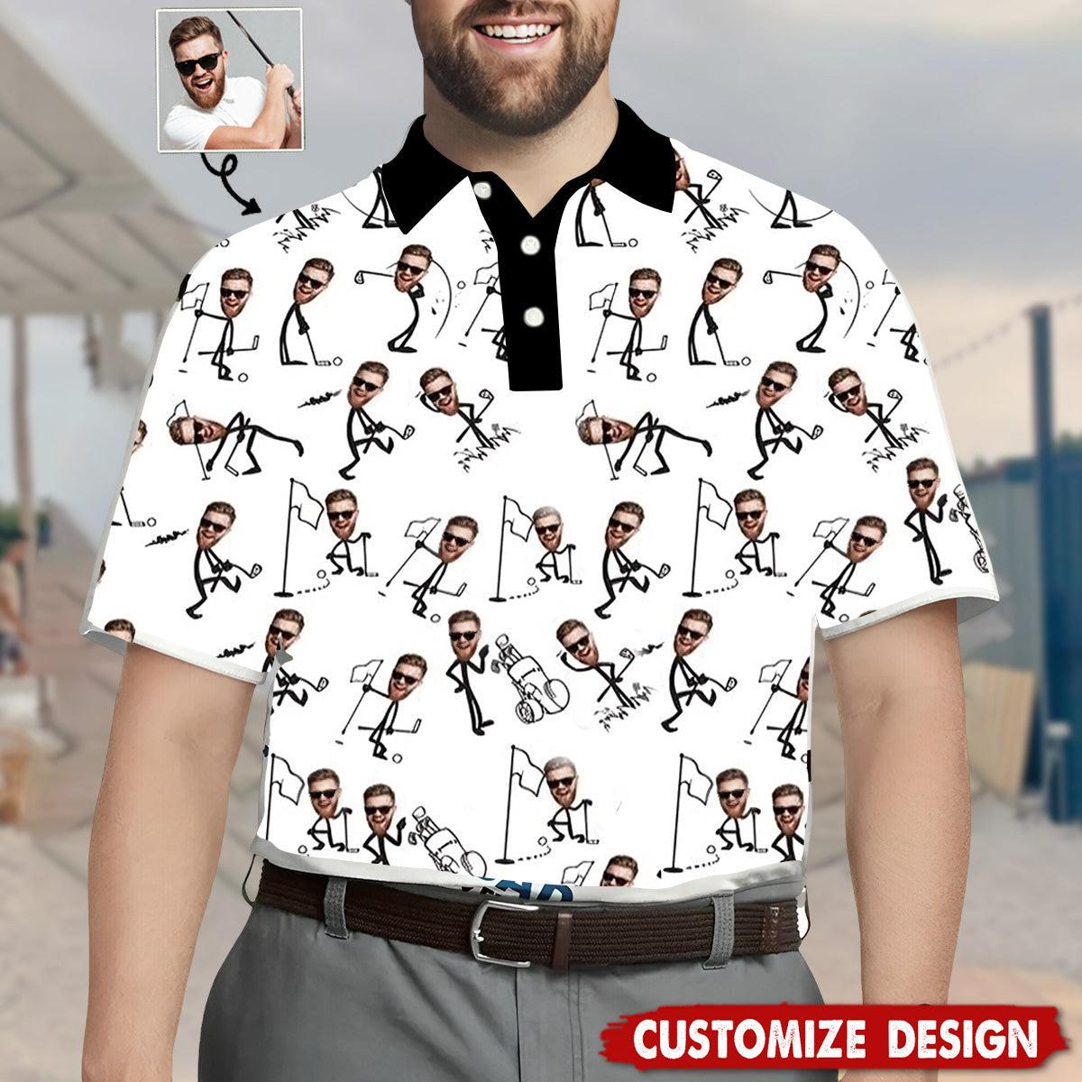 Custom Face Dad Polo Shirt, Daddy Golf Polo Shirt