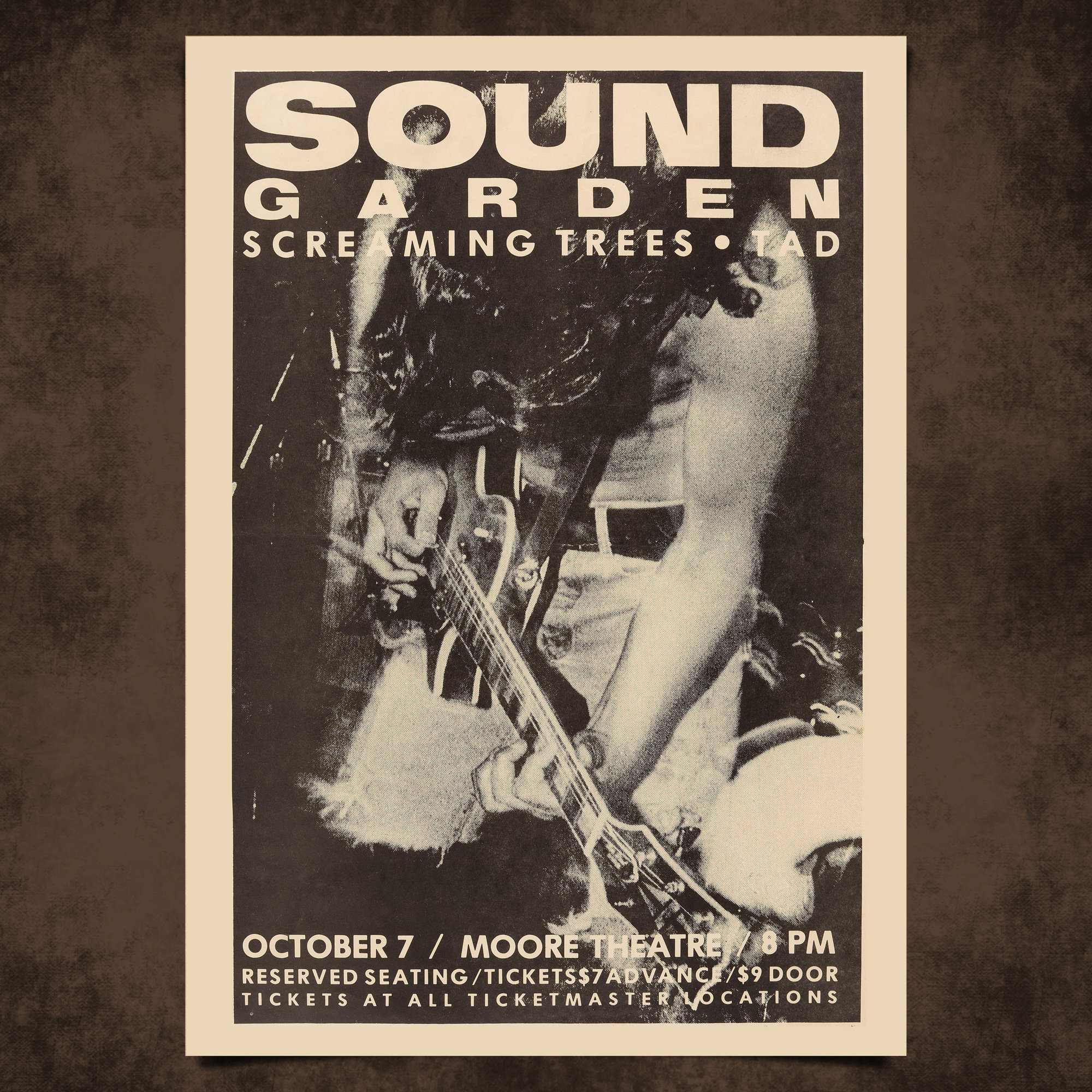 Grunge Live Concert Poster, 1990 Rock Flyer, Art Print