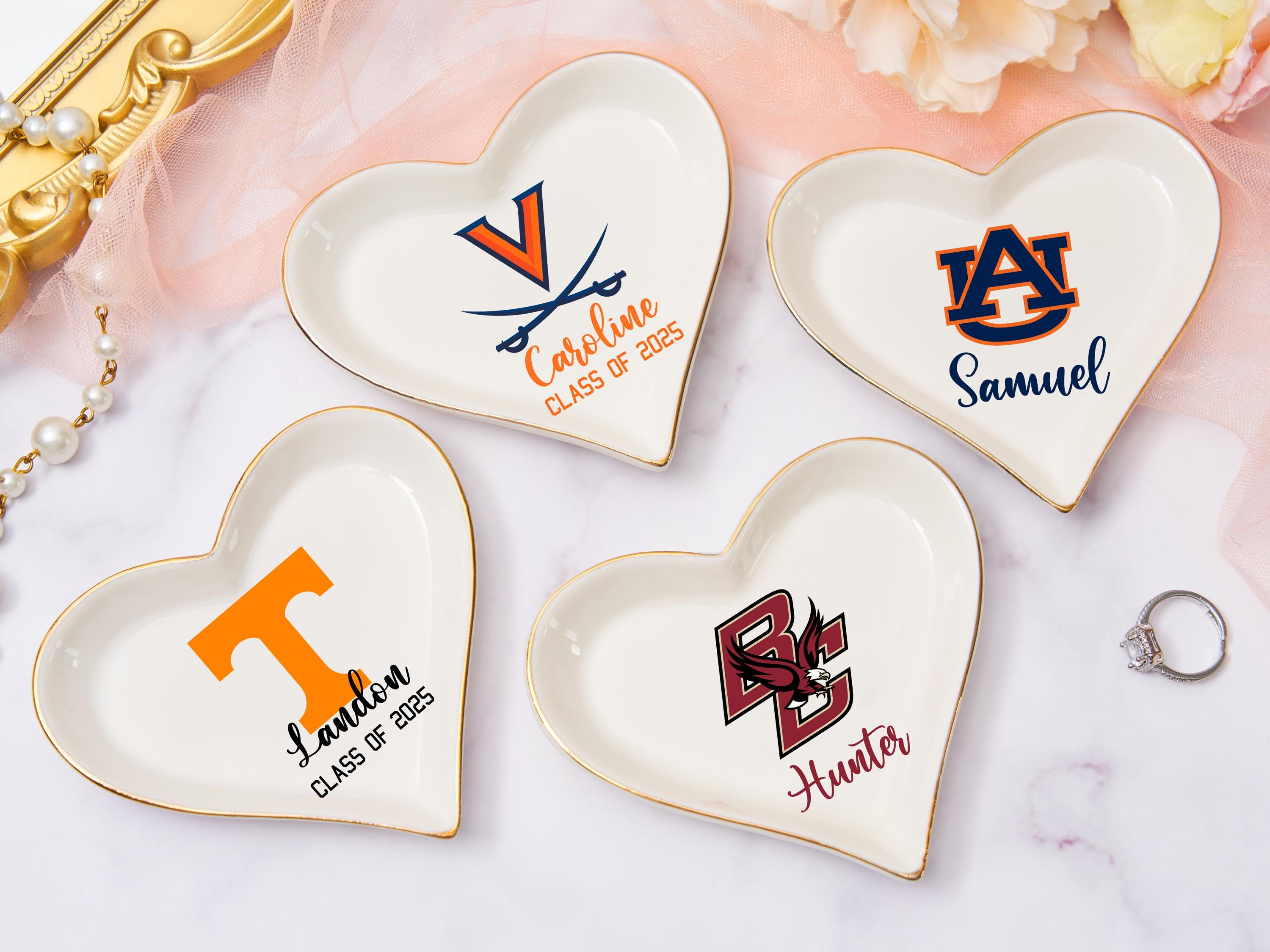 University Custom Trinket Ring Dish Personalized, College Logo Ring Dish, Personalized Graduate Gifts 2025
