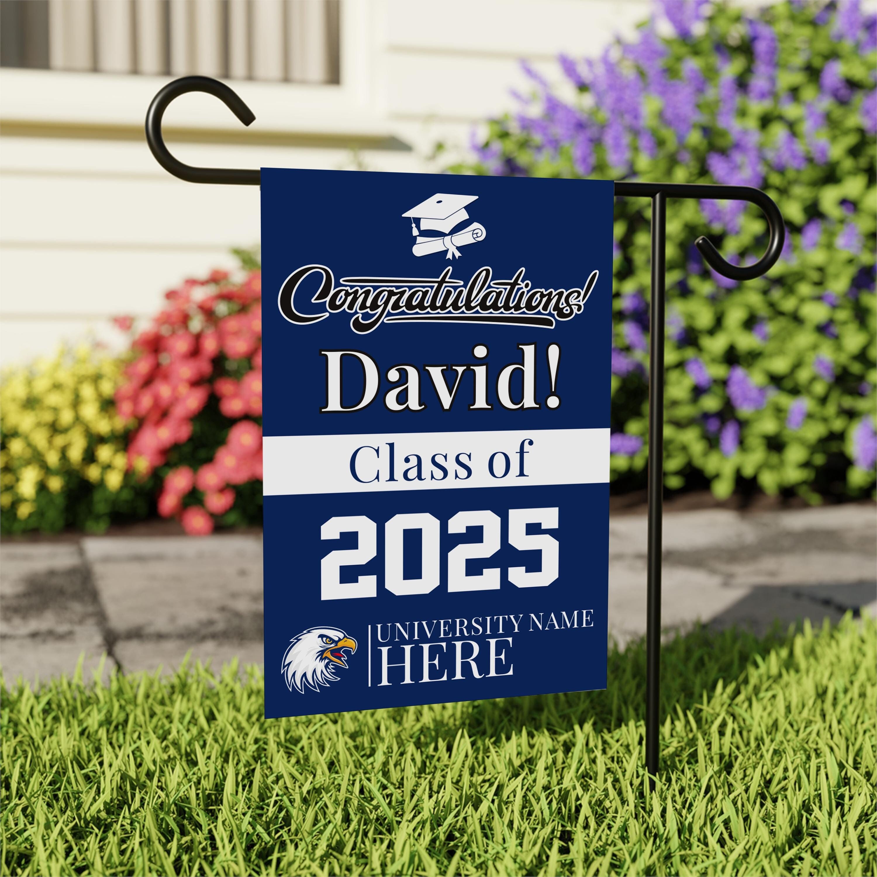Personalized College Graduation Garden Flag - Custom School Logo For Class Of 2025
