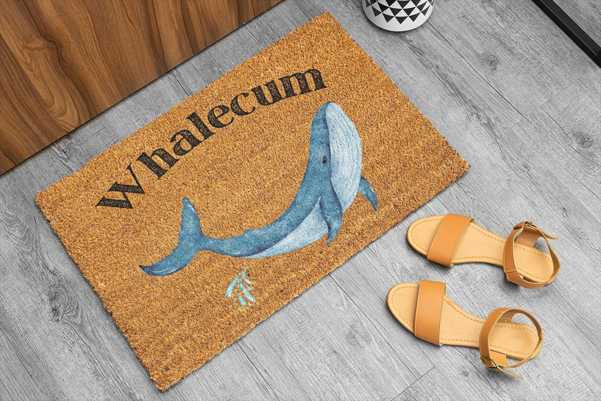 Whalecum Doormat Funny Whale Doormat Sailor Beach House Decor