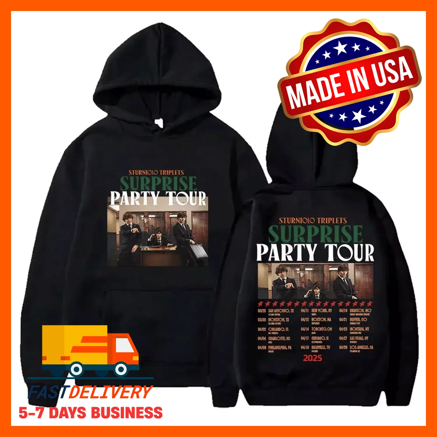 Sturniolo Triplets 2025 Surprise Party Tour Merch Hoodies