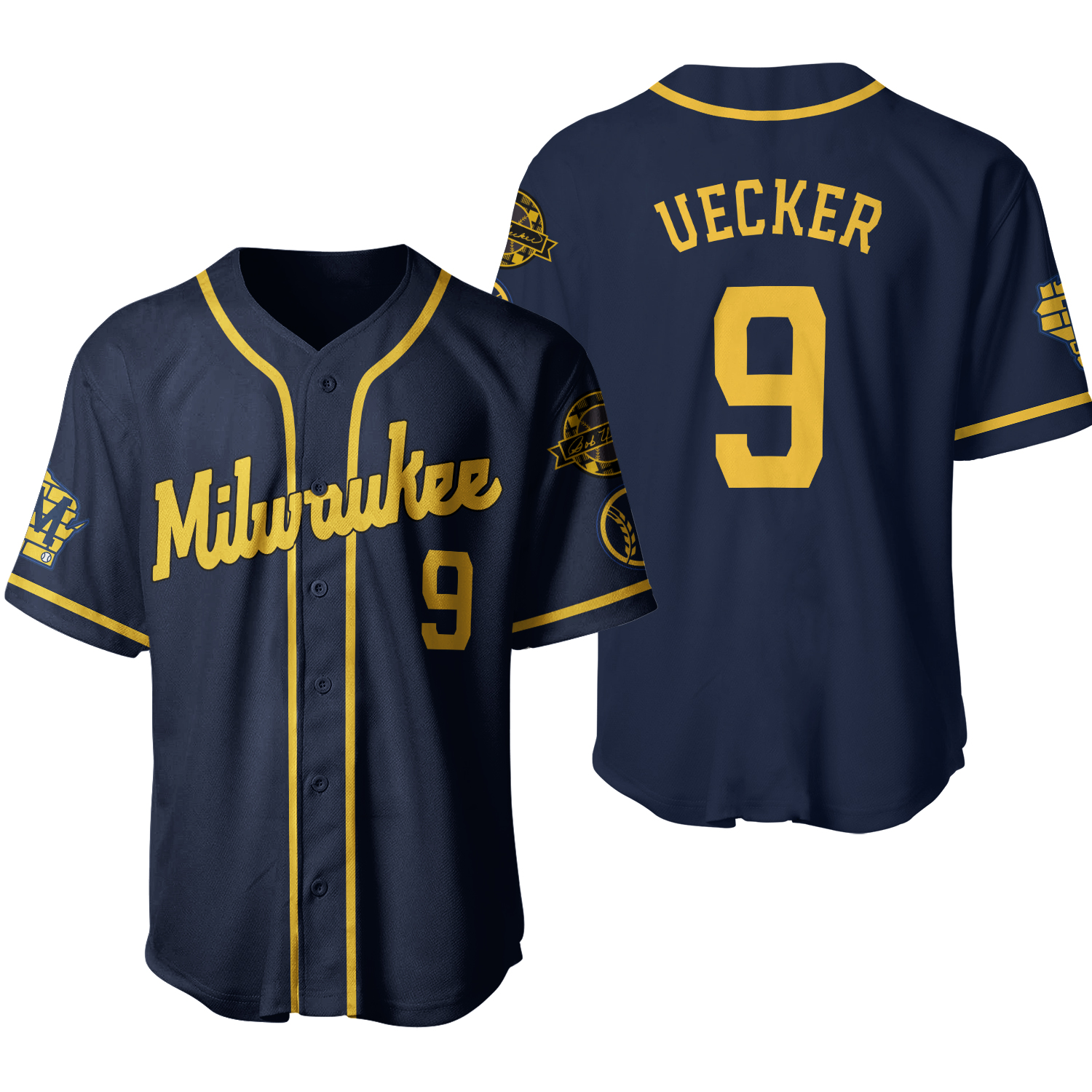 Bob Uecker Brewers Navy Bob Uecker Baseball Jersey All Size