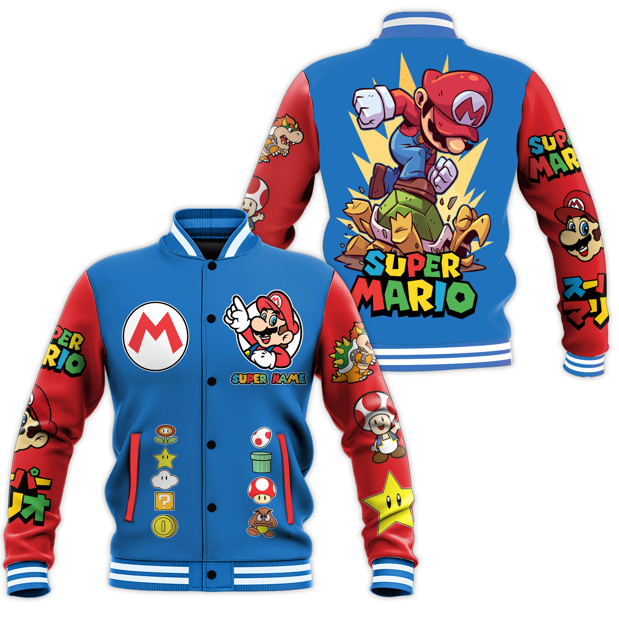 Personalized Super Mario Baseball Jacket, Video Game Jacket Men