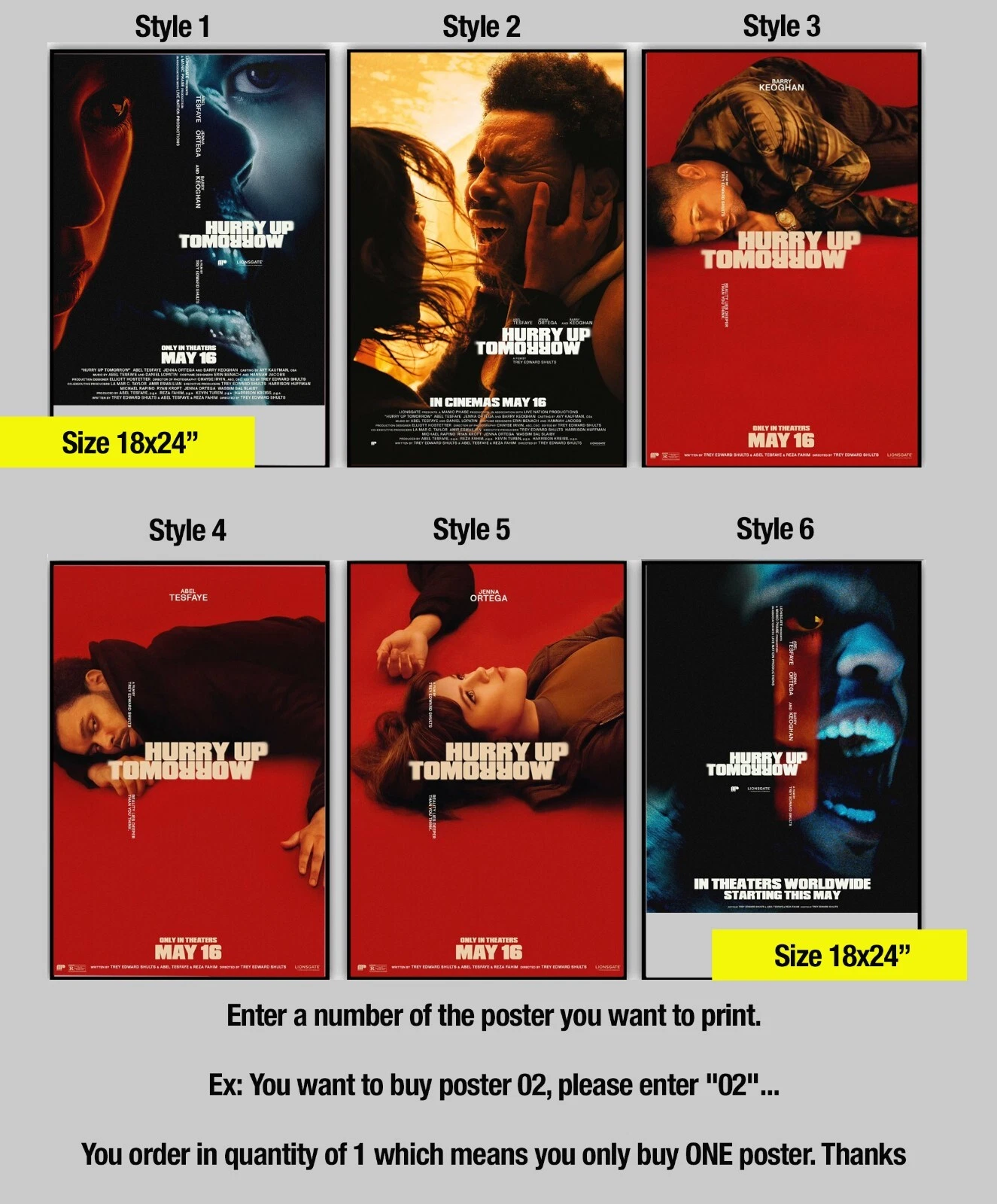 Weeknds 2025 Movie Film Poster Hurry Up Tomorrow Fan Gifts Home Decor