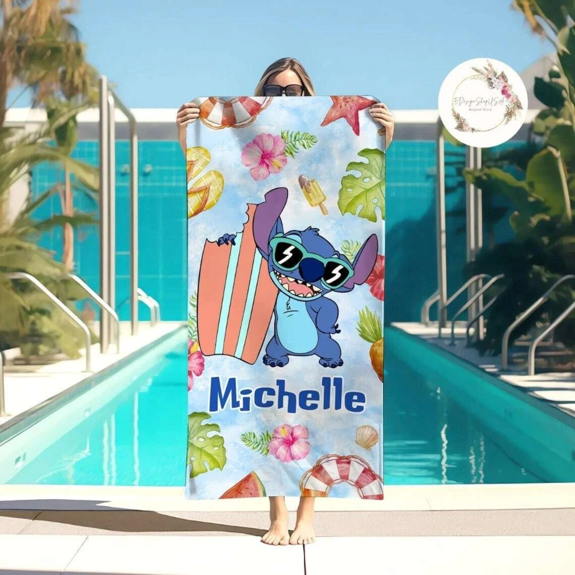 Personalized Stitchh Beach Towel, Lilo & Stitchh Towel Bath Pool Beach Trip