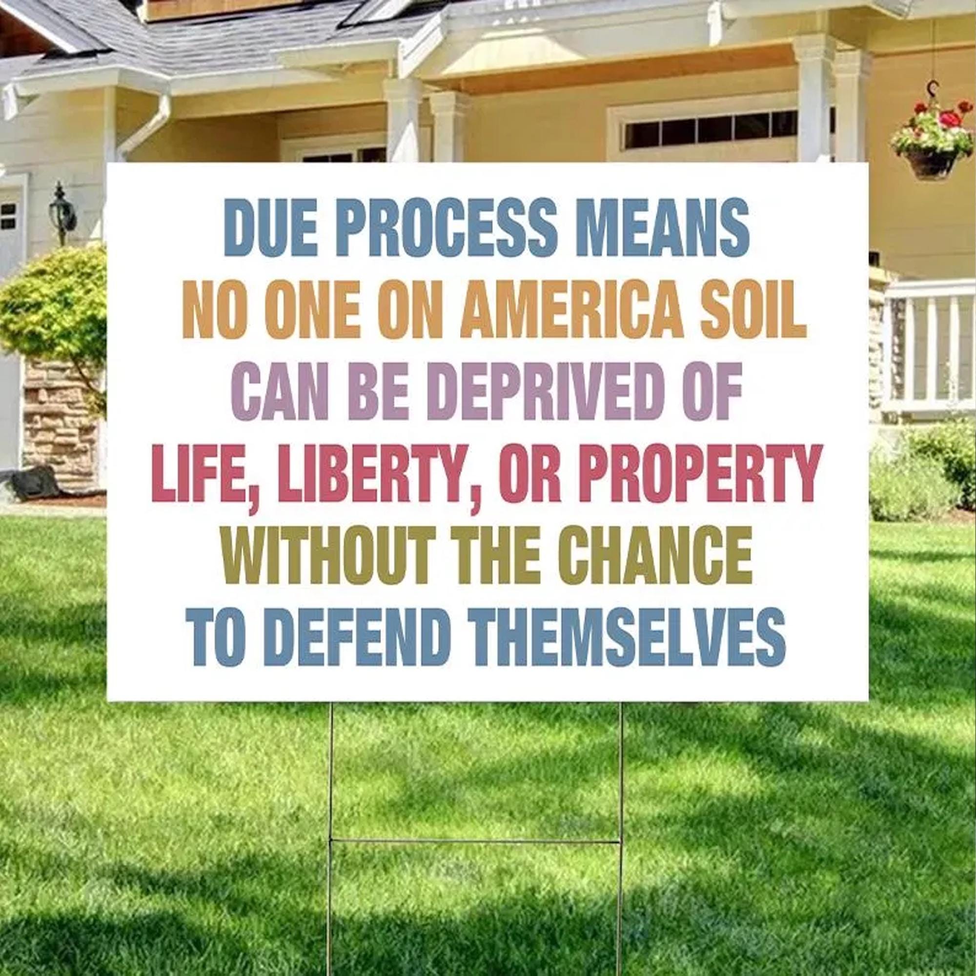 Due Process Yard Sign, Anti-authoritarian, Humane Government,