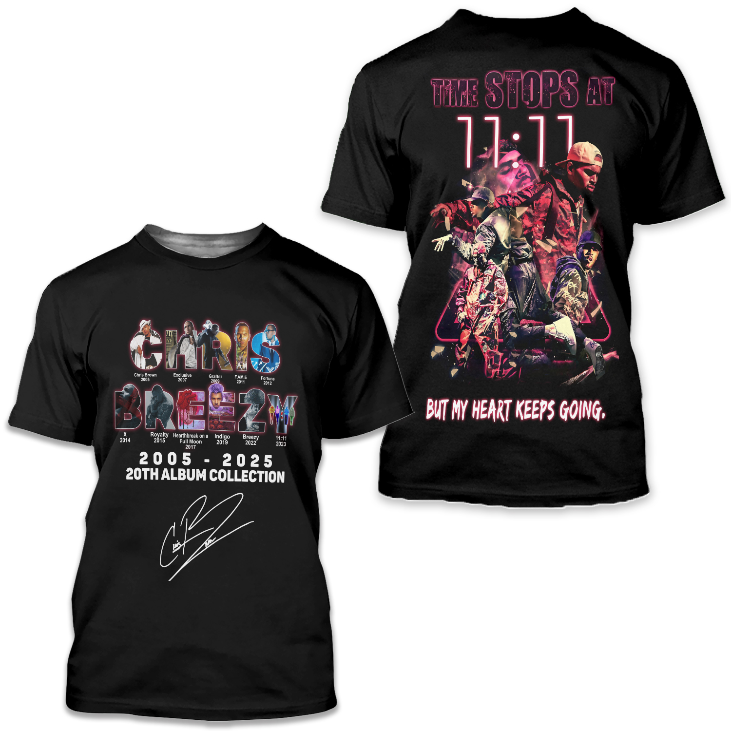 Chris Brown 2005-2025 20th Album Collection Aop 3d T-shirt