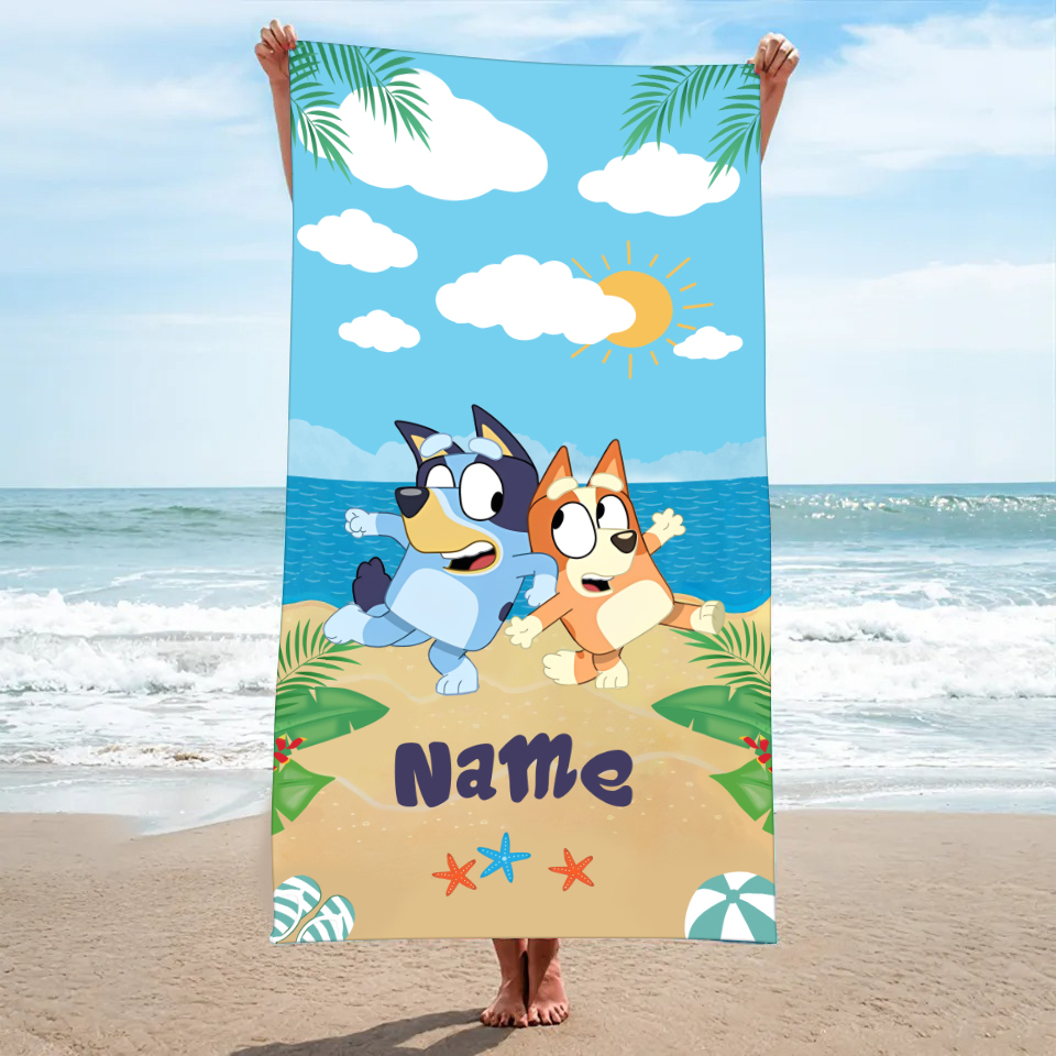 Personalized Blueydad Beach Towel, Custom Name Beach Towel