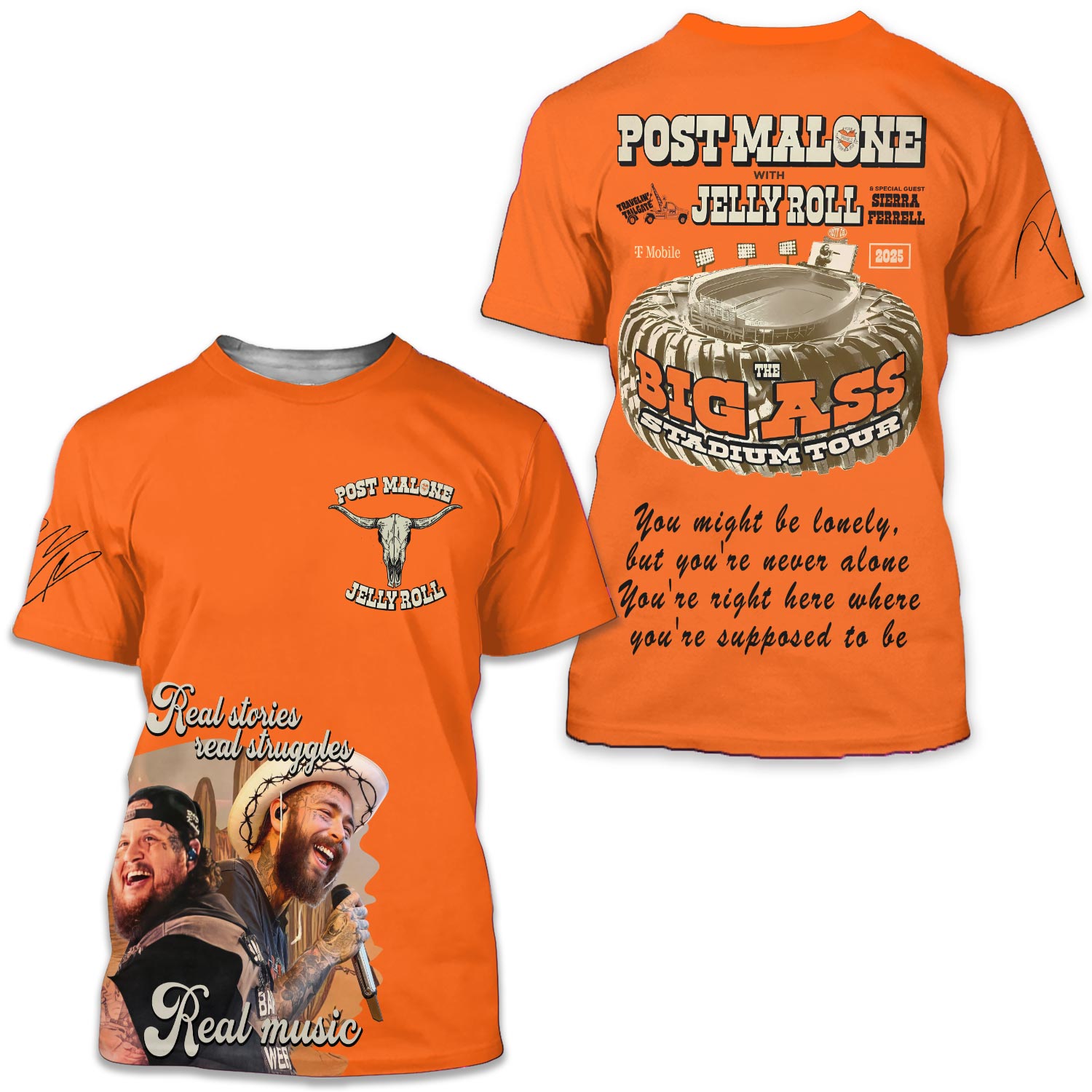 Post Malone With Jelly Roll Real Music 3d T-shirt