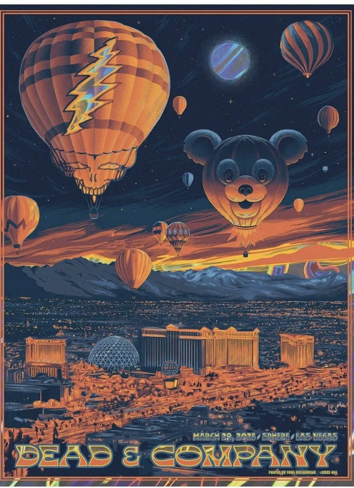 Dead &amp; Company Lava Foil Poster Sphere 2025 Paul Kreizenbeck 3/29 Las Vegas