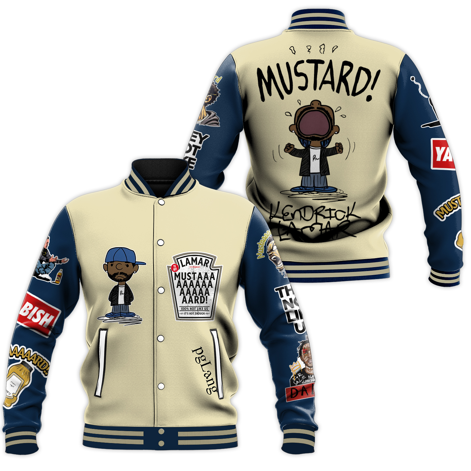 Kendrick Lamar Mustard Not Like Us Ya Dish Baseball Jacket S-5xl