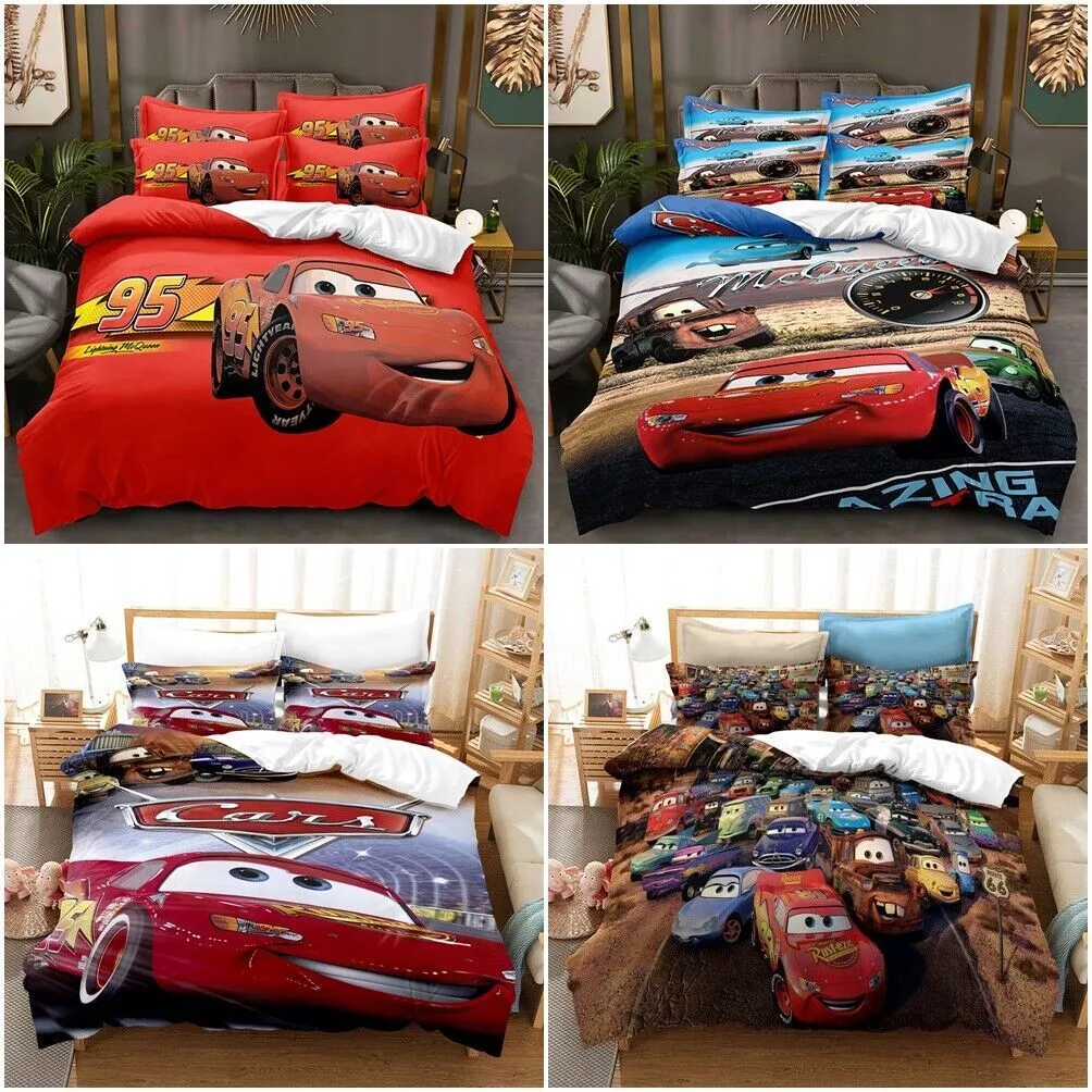 Carss Lightningg Mcqueenn Quilt Duvet Cover Pillowcase Bedding Set For Single Or Double Beds