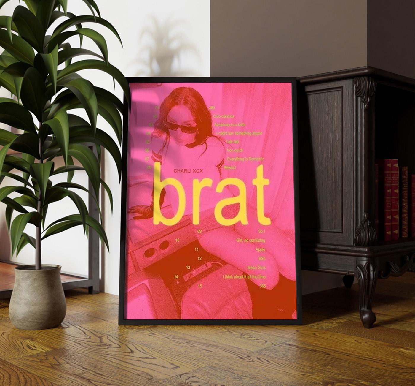 Brat By Charli Xcx Halftone Poster, Brat Album Poster, Music Poster