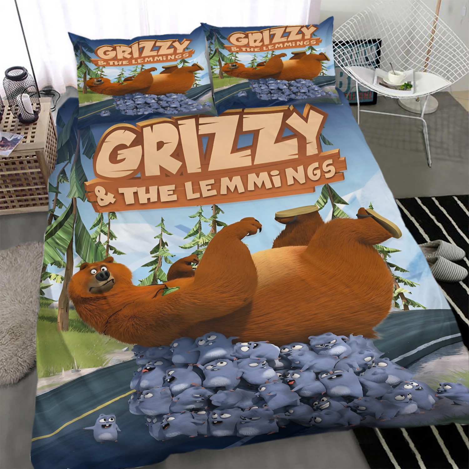 Grizzy &amp; The Lemmings 3pcs Bedding Sets Comforter Sets All Season For Kids Soft