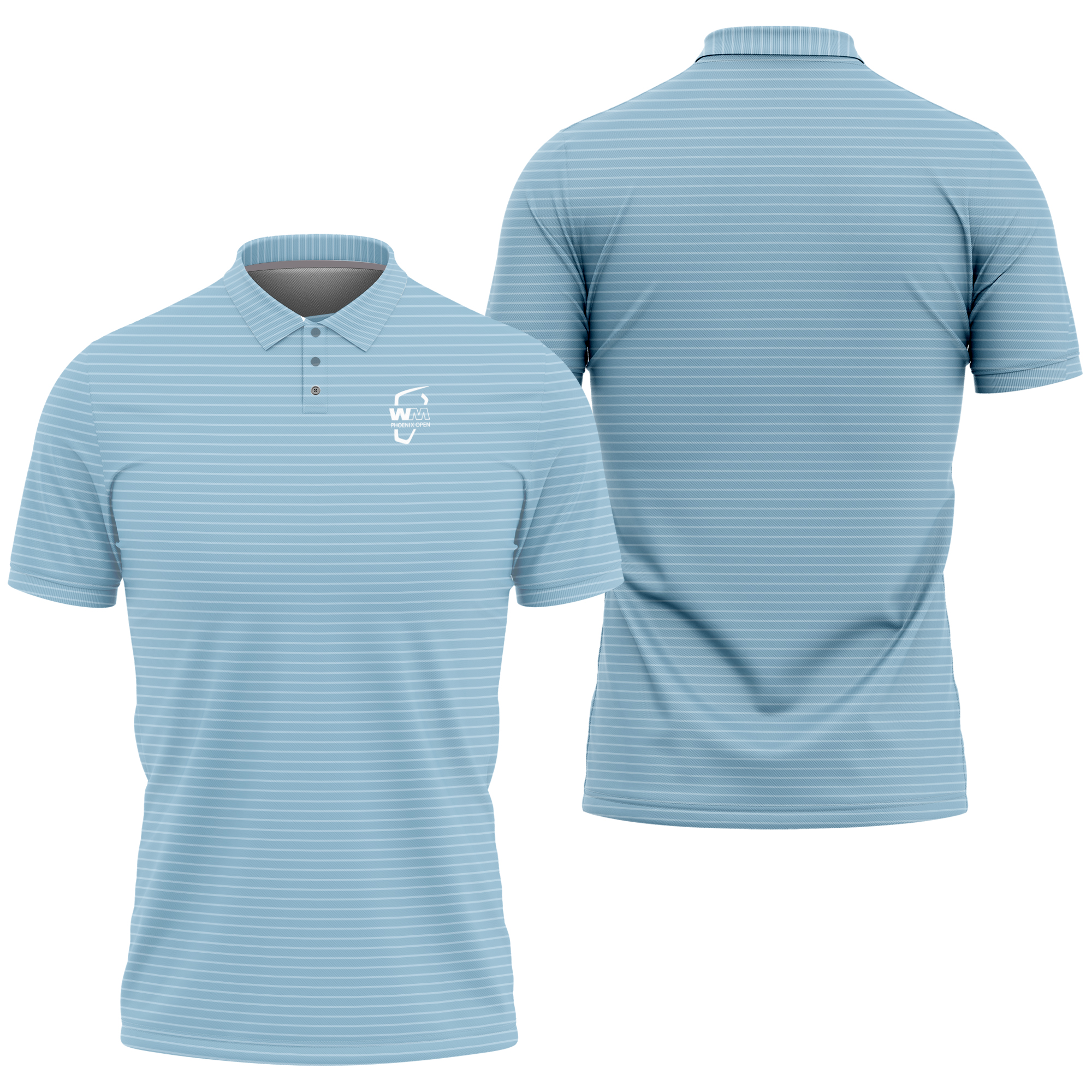 Men's Peter Millar Blue Wm Phoenix Open Drum Polo Shirt , Golf Polo Shirt Print