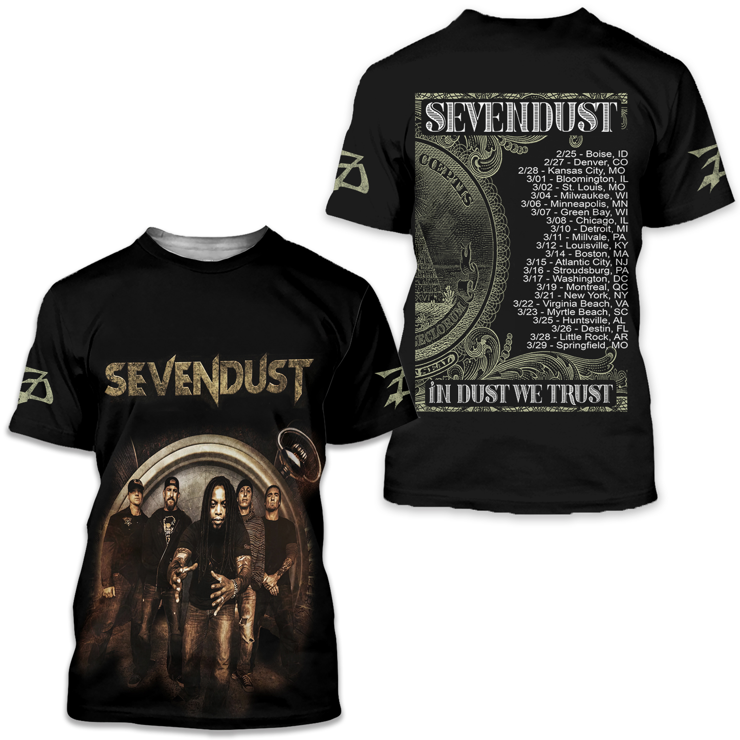 Sevendust In Dust We Trust Tour 2025 Aop 3d T-shirt