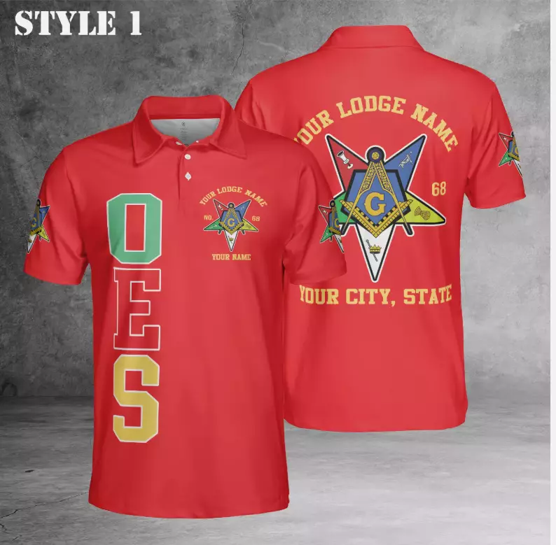 Custom Name Order Of The Eastern Star Masonic Polo Shirt