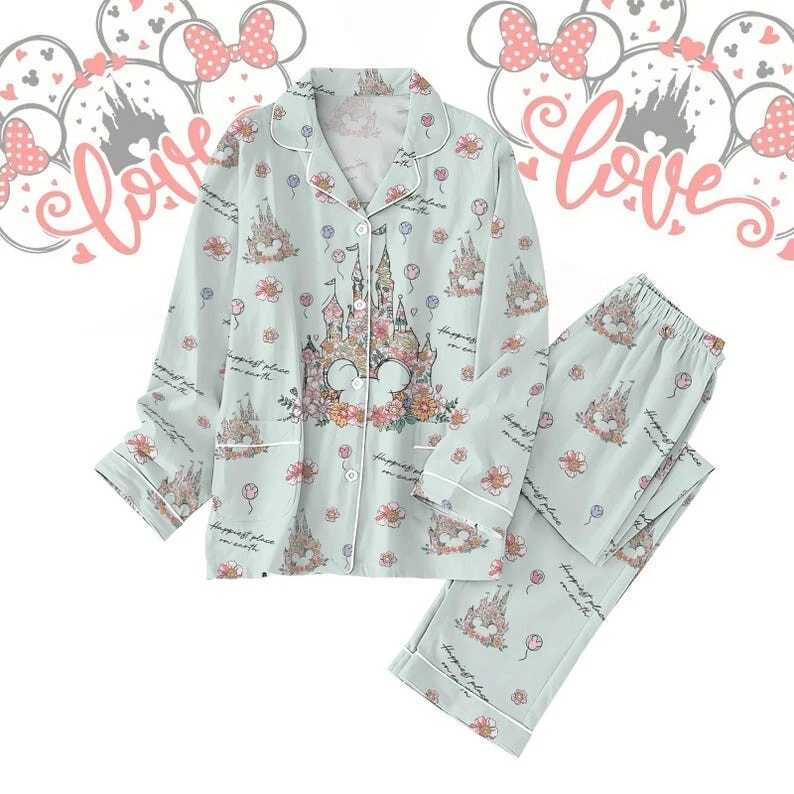 Happiest Place On Earth Pajamas Set, Mickeyy Pajamas For Women, Disneyyworld Tee