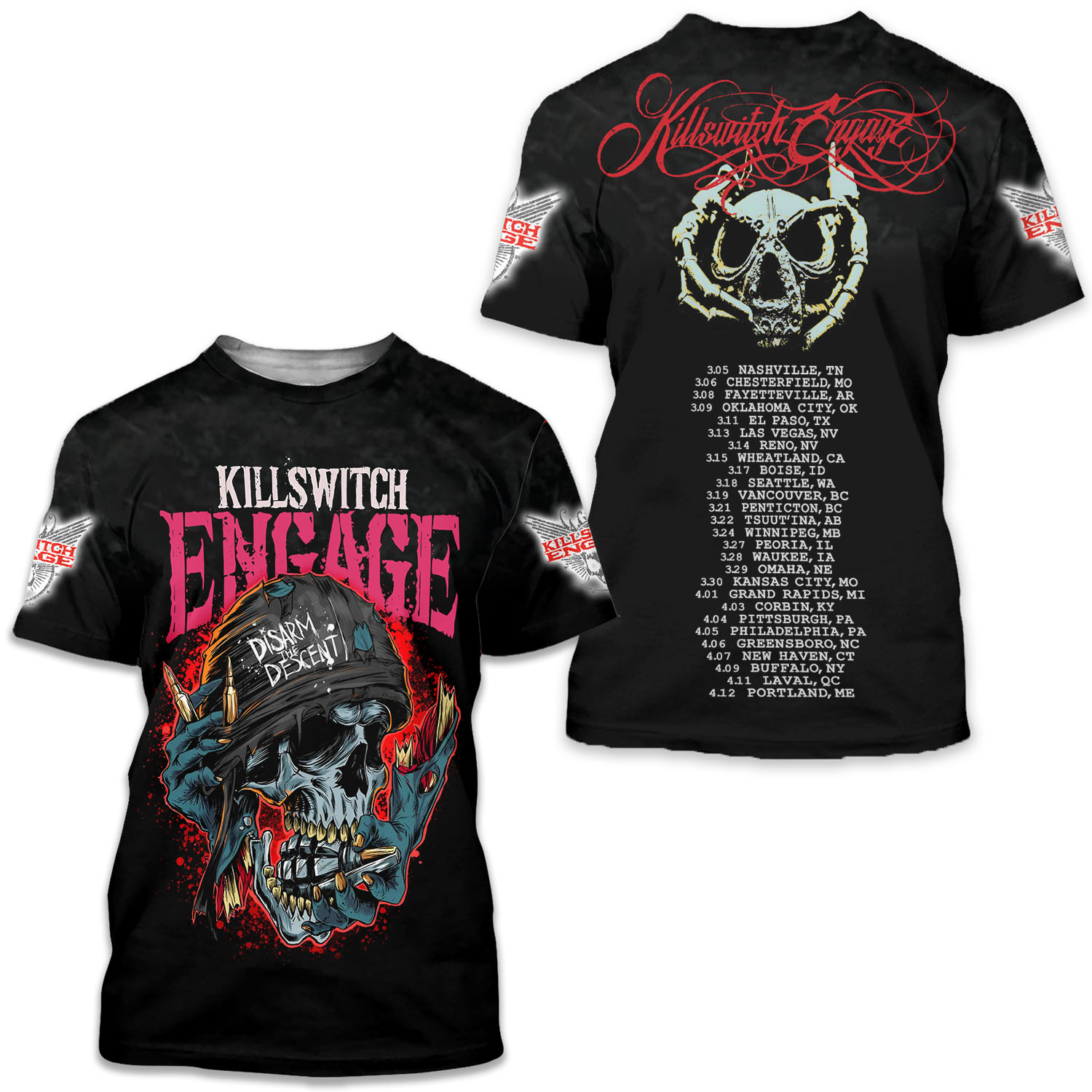 Killswitch Engage Disarm The Descent 2025 Tour 3d T-shirt