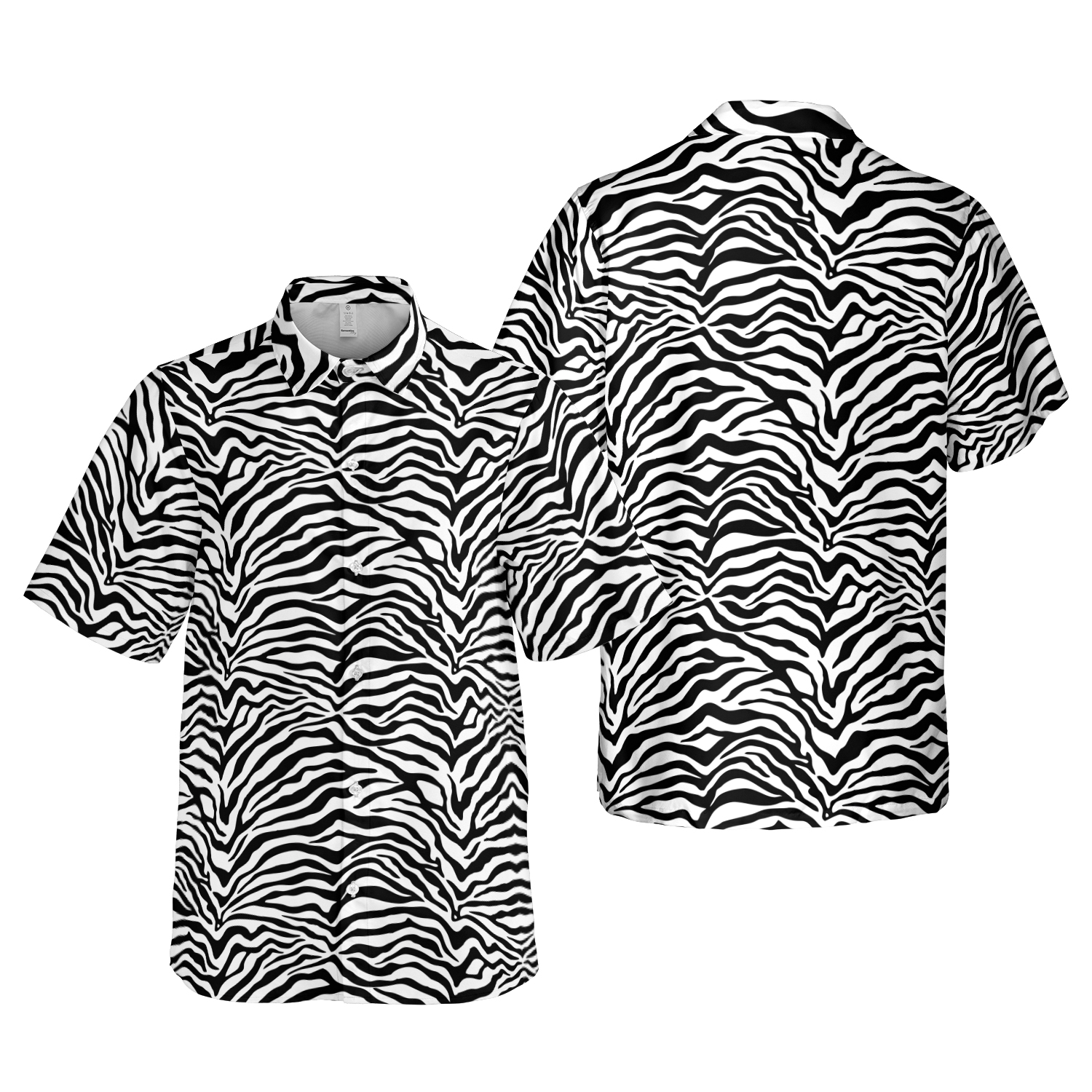 Zebra Hawaiian Shirt, Animal Print Button-up Shirt, Safari Theme Hawaiians