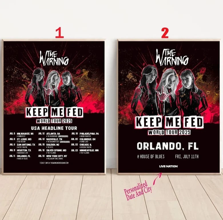 The Warning - Keep Me Fed World Tour 2025 Us Poster