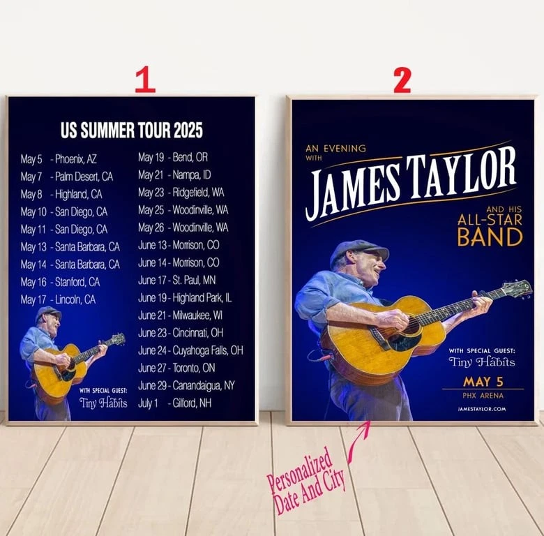 Custom James Taylor Summer Tour 2025 Poster